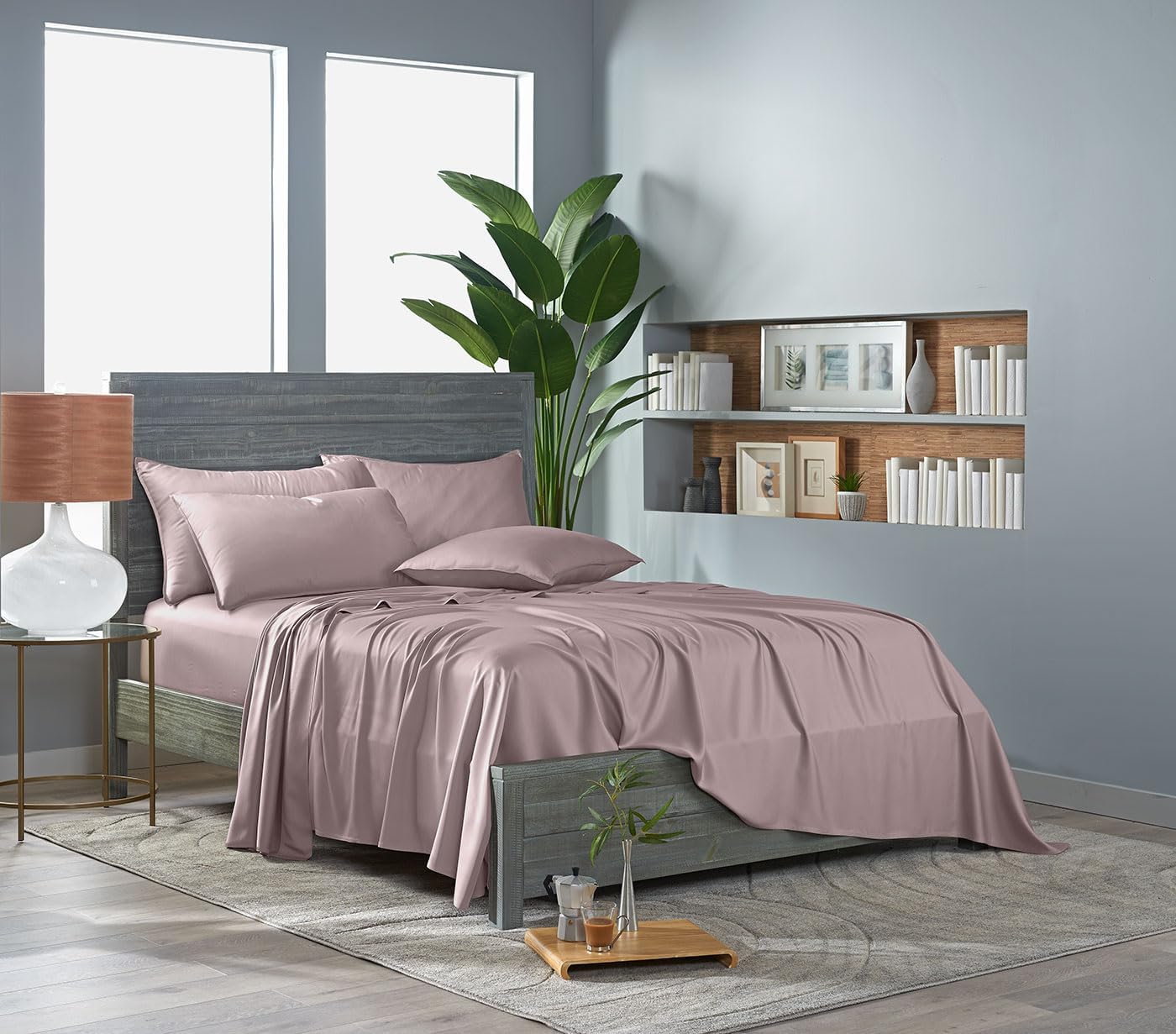Pure Bamboo Twin Sheets - Luxuriously Soft 100% Organic Viscose Bed Sheet Set | Cooling & Durable (Dusty Pink)
