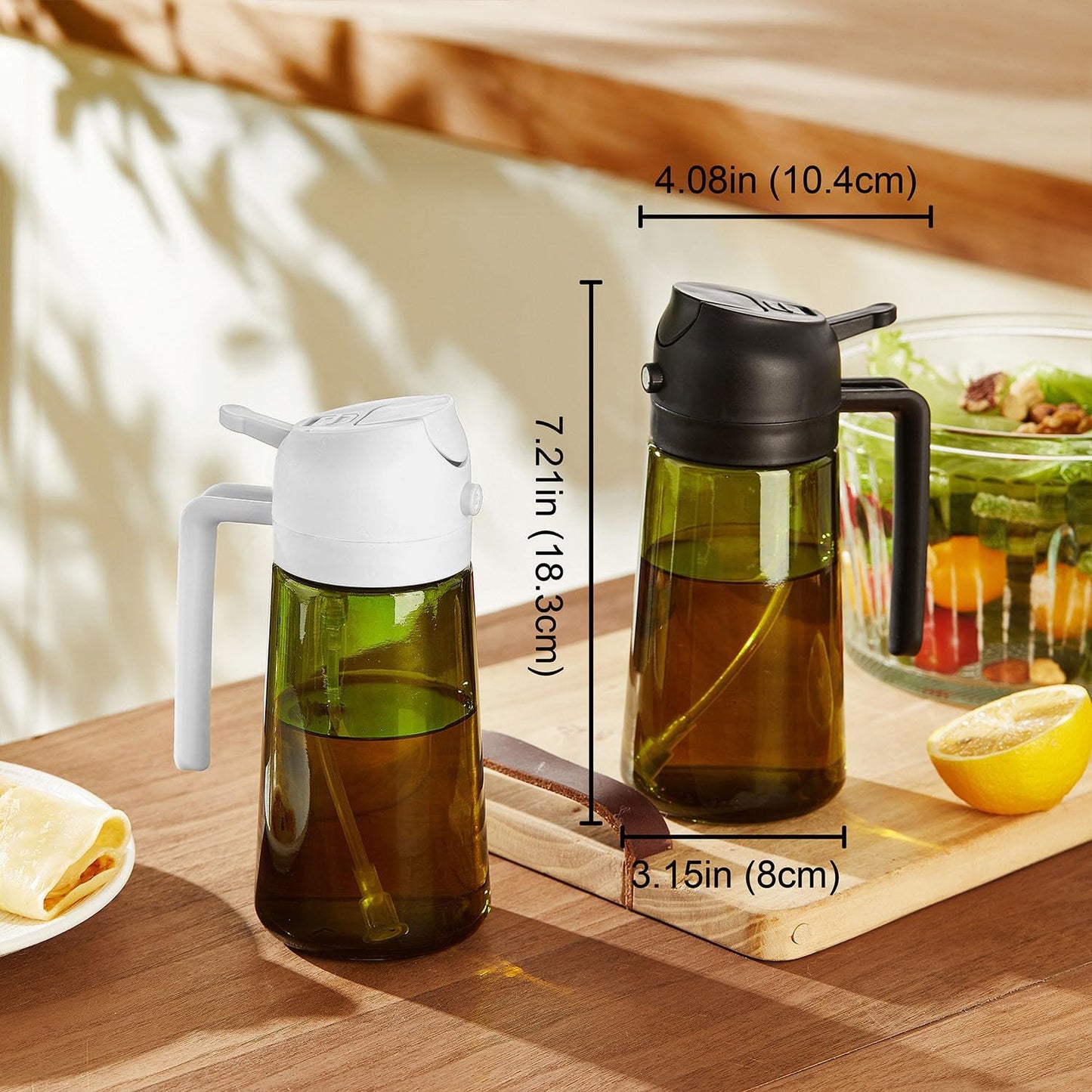 TrendPlain - Olive Oil Dispenser Bottle | 16oz Kitchen Gadget & Air Fryer Accessory - Black