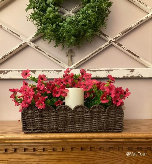 CubesLand Woven Paper Rope Storage Basket - Scalloped Edge Design for Organizing | Brown with Wood Handle