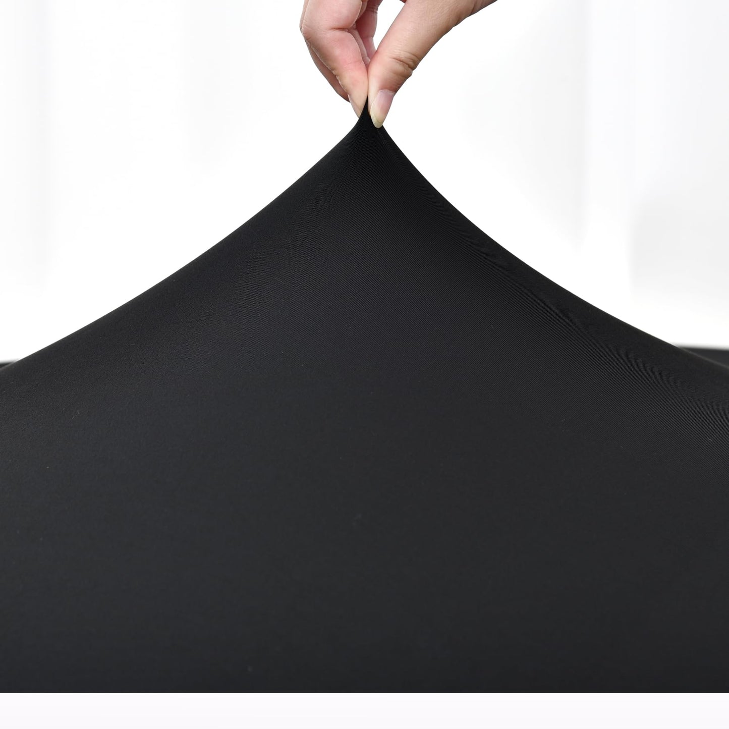 Monibana Fitted Tablecloth with Elastic Edged for Round Tables, Spandex Stretch Table Cover 48 Inch for Home Dining Picnic Party, Black