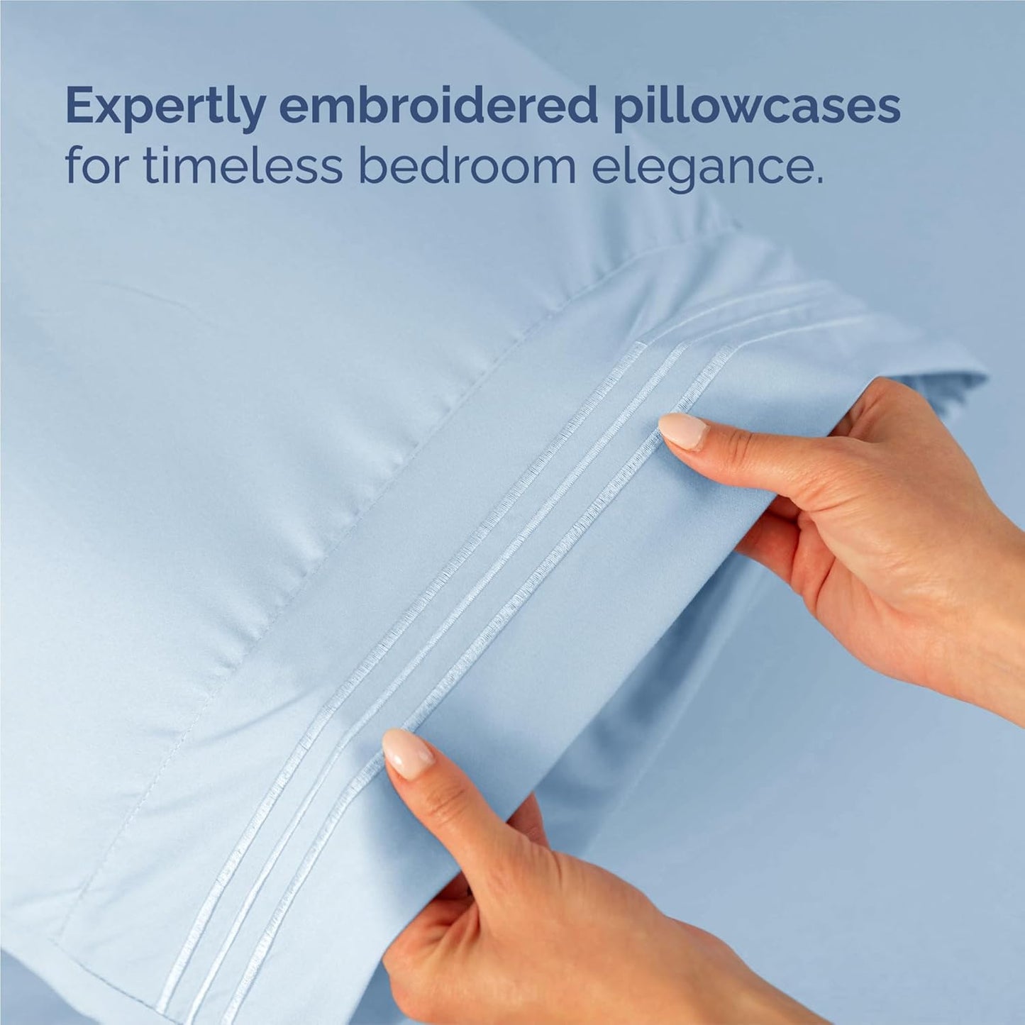 Sky Blue Split King Size 5-Piece Sheet Set | Comfy, Breathable & Cooling Luxury Bedding - Deep Pockets, Soft & Wrinkle-Free