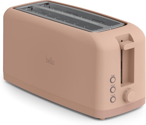 Bella 4-Slice Slim Toaster - 10” Long Slot with 6 Shade Settings, Reheat & Cancel Functions | Blossom Color