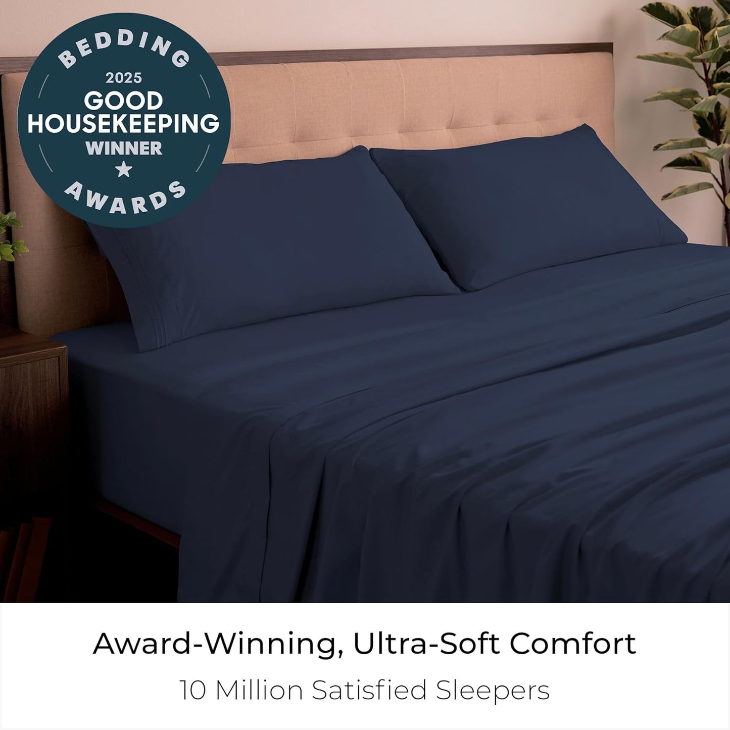 Mellanni King Sheets Set - 4 PC Hotel Luxury Bedding | Extra Soft, Cooling, Wrinkle-Resistant (King, Navy Blue)
