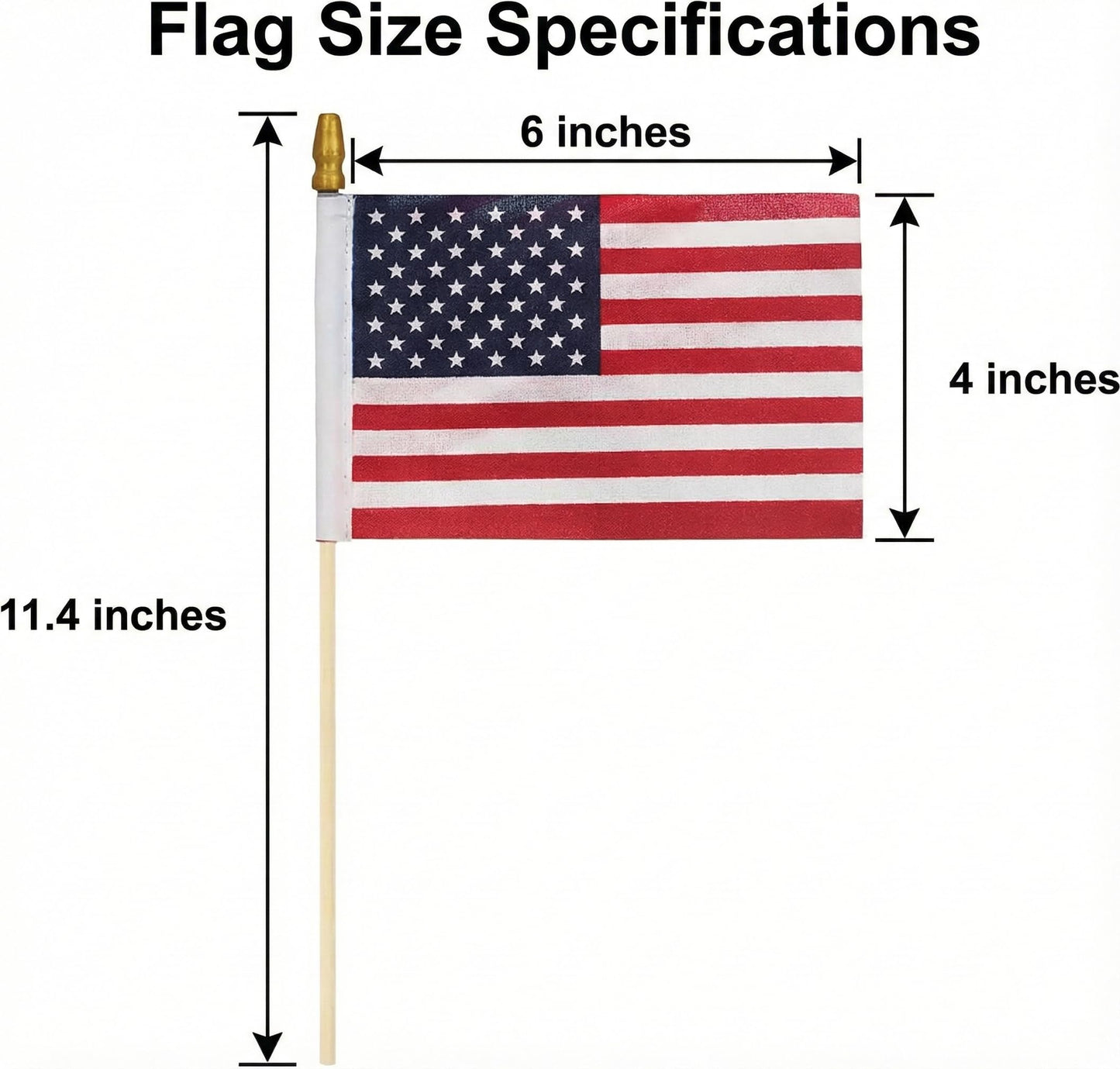 Small American Flags on Stick 4x6 Inch Mini American Flags Pack of 12 Handheld US Flags with Wooden Staff and Gold Spear Tip for Parades Classroom Events Patriotic Celebrations