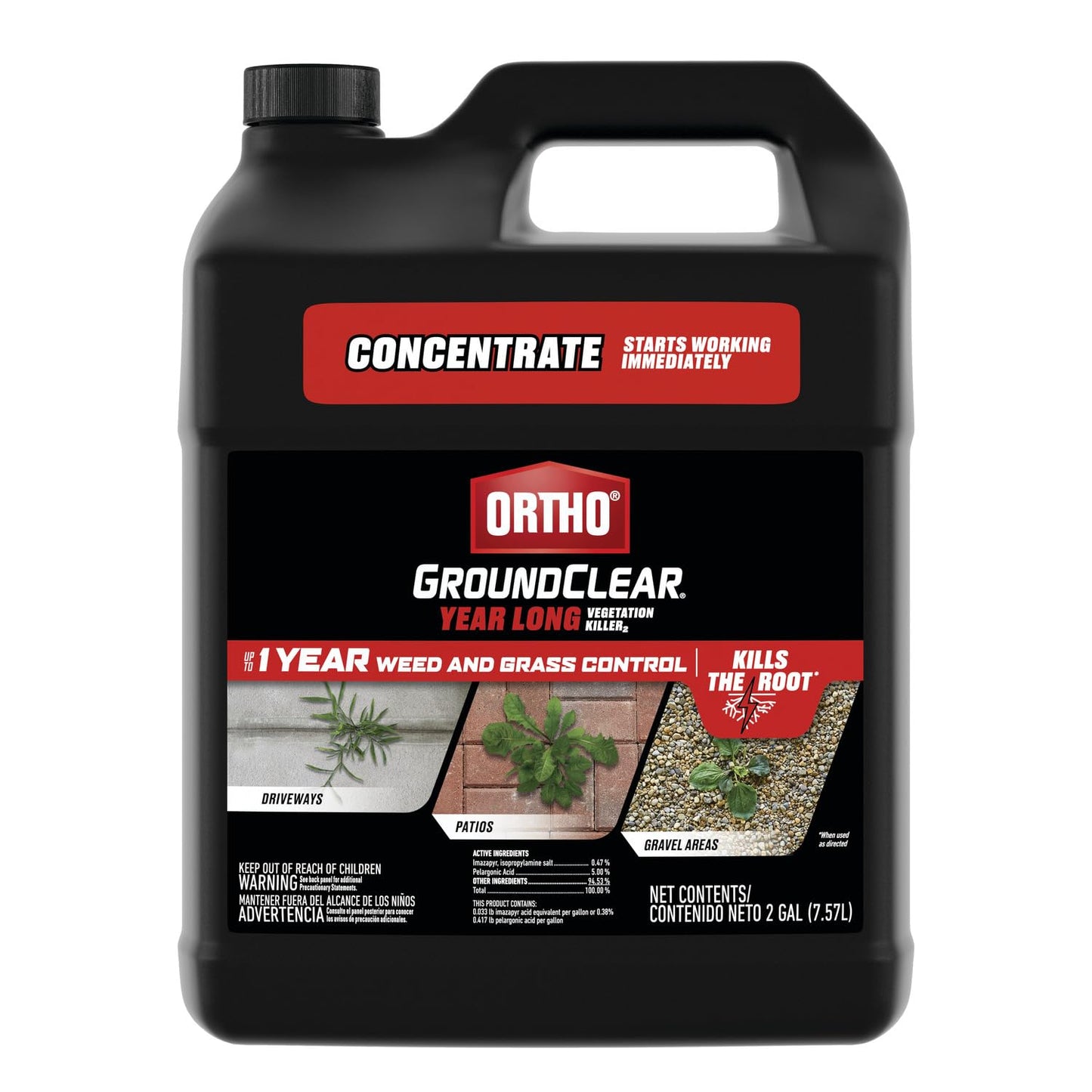 Ortho GroundClear Year Long Vegetation Killer - Effective Weed Killer Concentrate, 2 Gallon