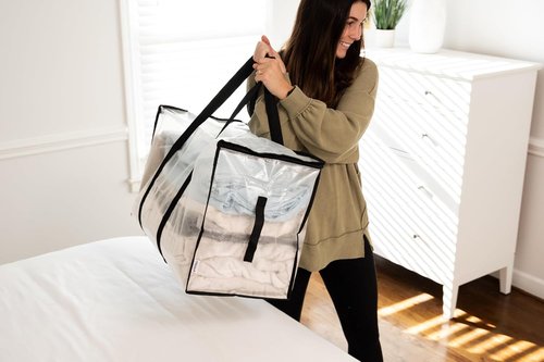 ClearSpace Oversized Moving Bags - Heavy-Duty Storage Bags with Backpack Straps & Zippers | 6 Pack for Easy Moving & Organization