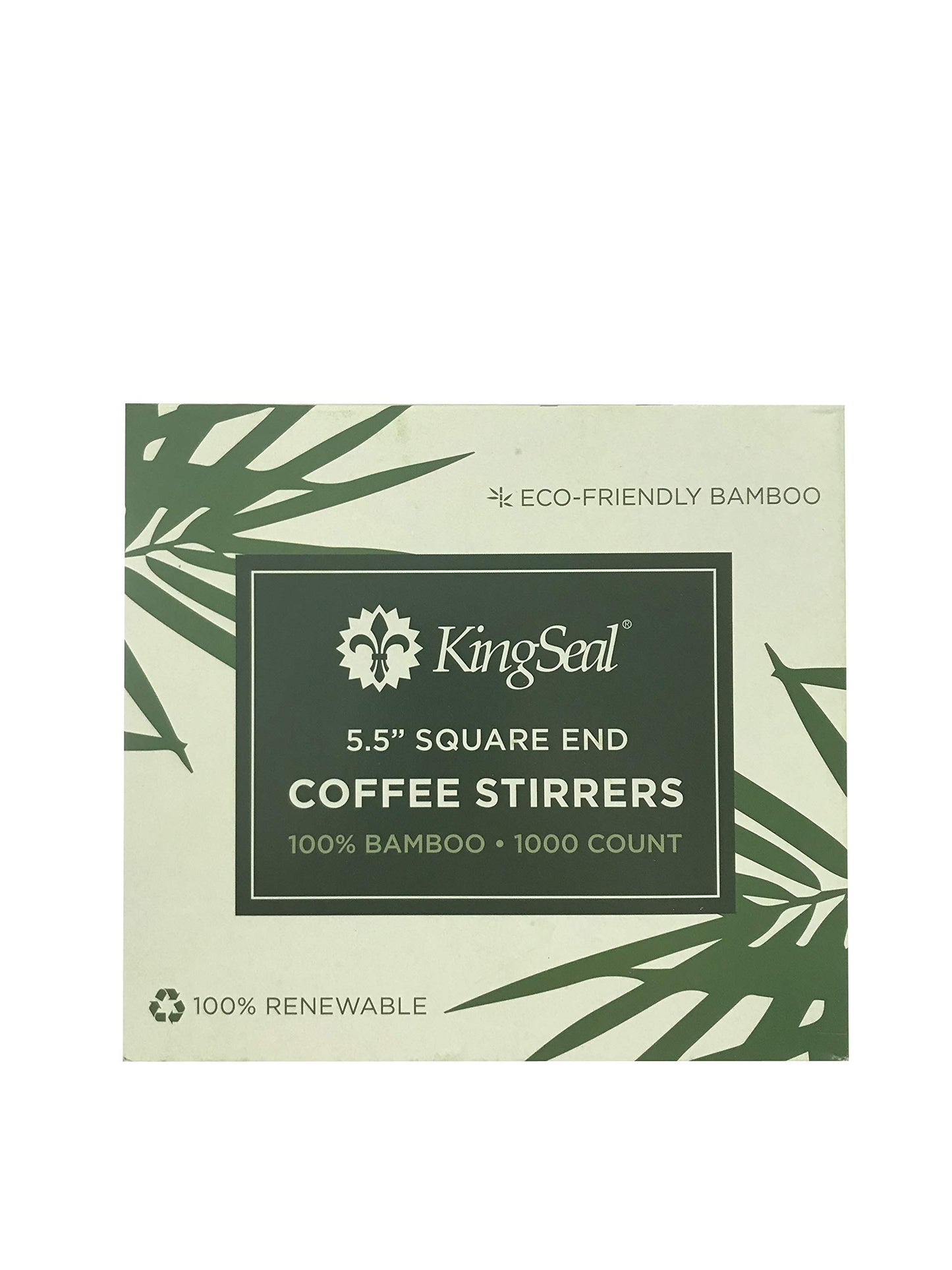 1000 Count | KingSeal Bamboo Coffee Stir Sticks, 5.5 inches, Square End, Stronger and Thicker Than Standard Wood, 100% Renewable and Biodegradable - 1 box of 1000 Stirrers
