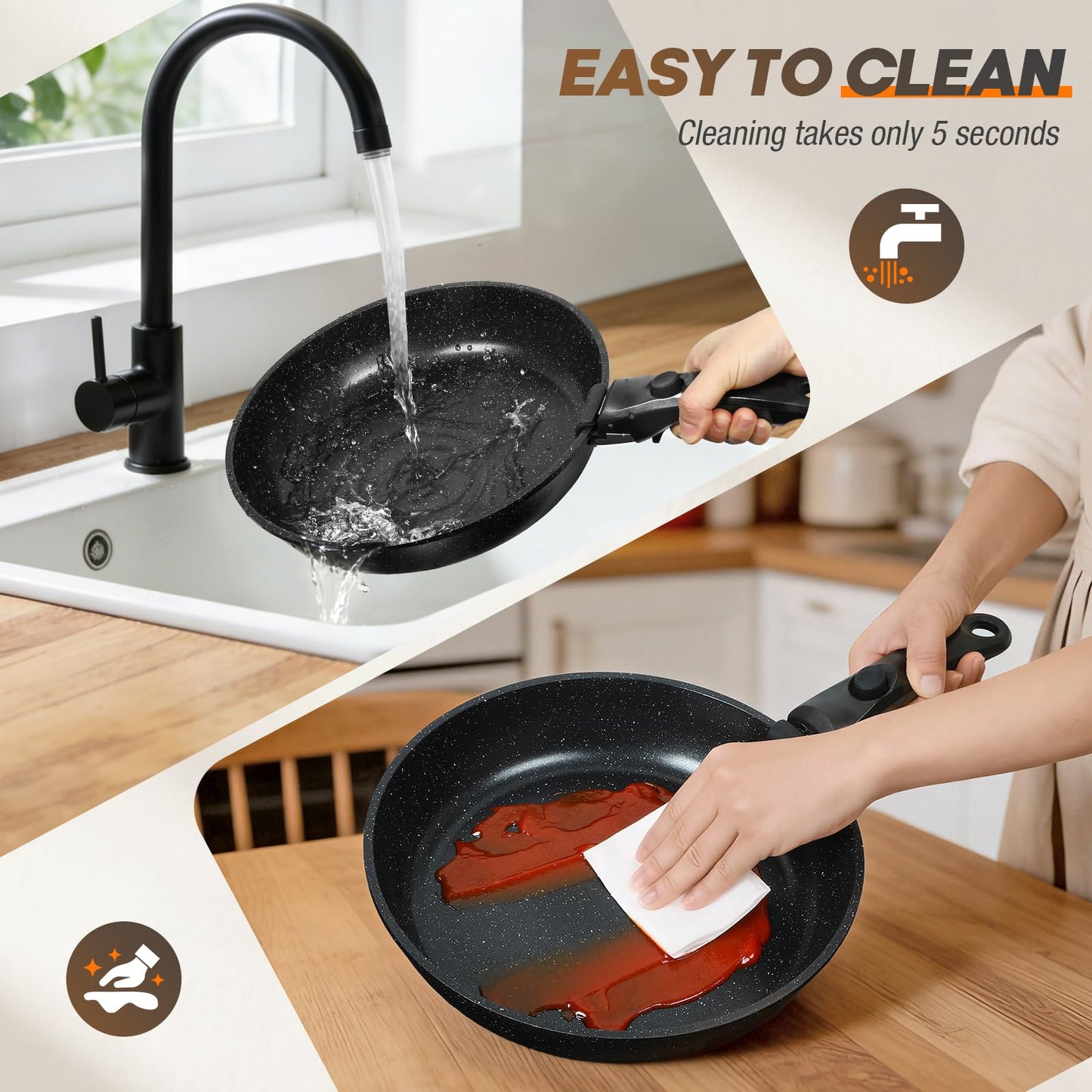 UMETRE pots and Pans Set, Nonstick Cookware Set Detachable Handle, Induction Kitchen Cookware Sets with Removable Handle, Non Stick RV Cookware Set, Dishwasher ＆ Oven Safe (21 PCS)
