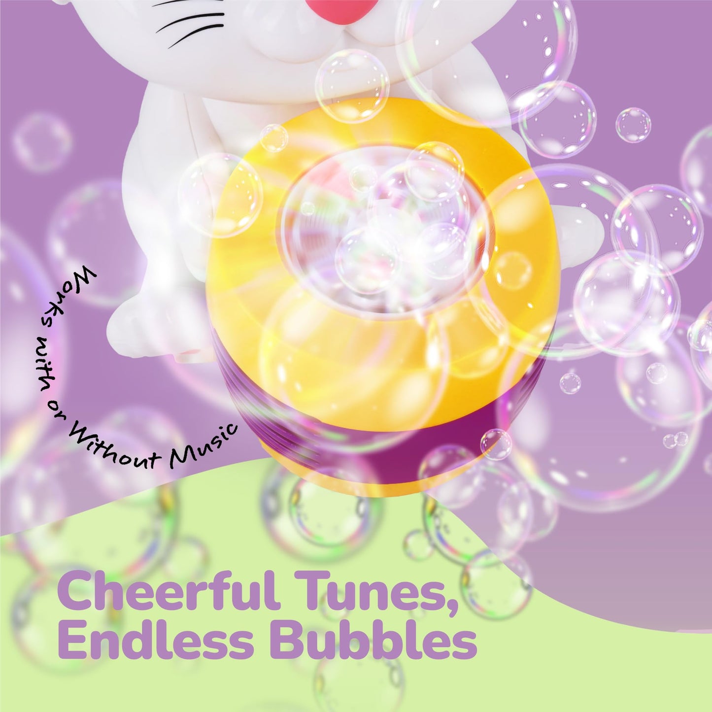ArtCreativity Bunny Bubble Machine for Toddlers - Bunny Rabbit Bubble Blower Machine Toy for Kids with Refill Solutions, Music, & Batteries - Animal Party Favors and Activities for Girls and Boys
