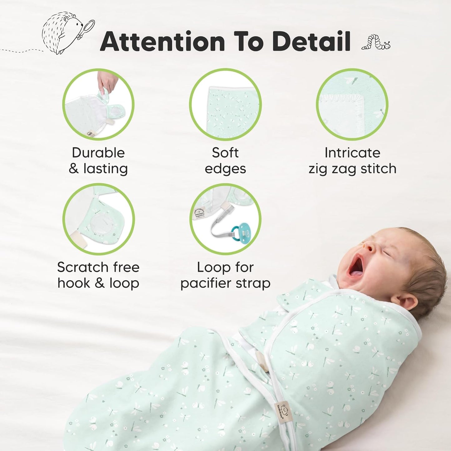 Skiennix Organic Baby Swaddle Sleep Sacks - Soft & Snug for Newborns 0-3 Months | 3-Pack Garden Design