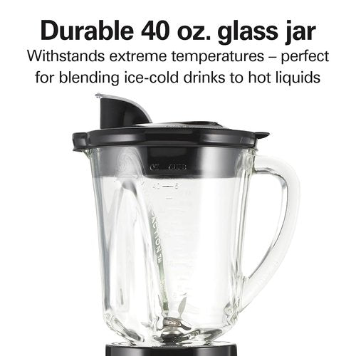 Hamilton Beach Blender & Food Processor Combo - 700W for Smoothies & Shakes | 40 oz Glass Jar, Gray & Black