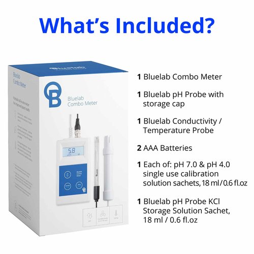 Bluelab Combo Meter for pH, Temperature & Conductivity in Water - Easy Calibration, Digital EC/TDS/PPM Tester for Hydroponics & Indoor Plants (METCOM)
