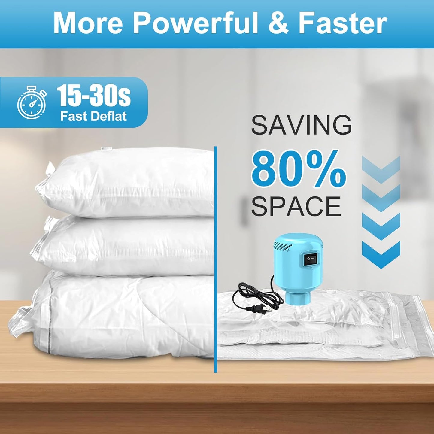 Skiennix Electric Vacuum Pump - Portable Storage Solution for Clothing & Bedding - Blue (No Bags)