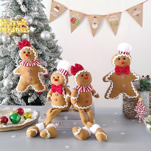 BALONAR Christmas Plush Gingerbread Man Doll - 15-Inch Soft Holiday Decoration for Home & Tree