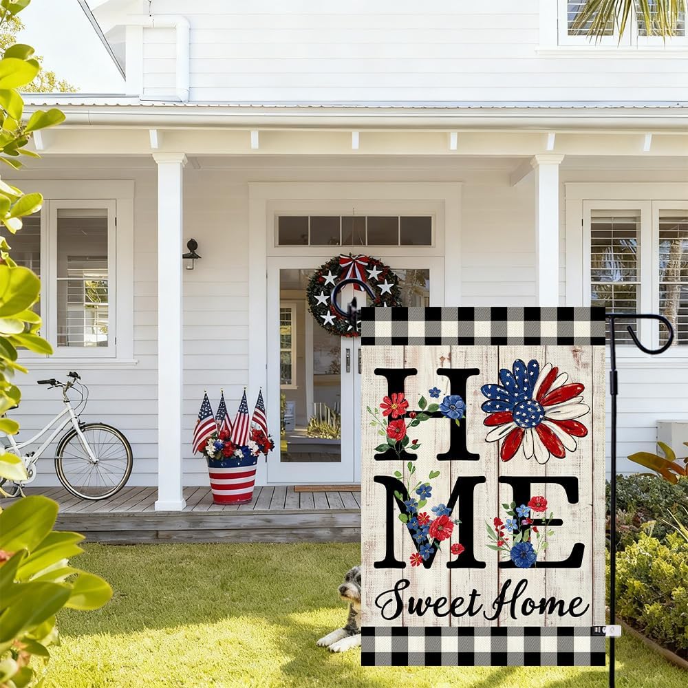 ORTIGIA Patriotic Garden Flag - Double-Sided Burlap Design for Independence Day | 12.5x18 Inch Outdoor Decor