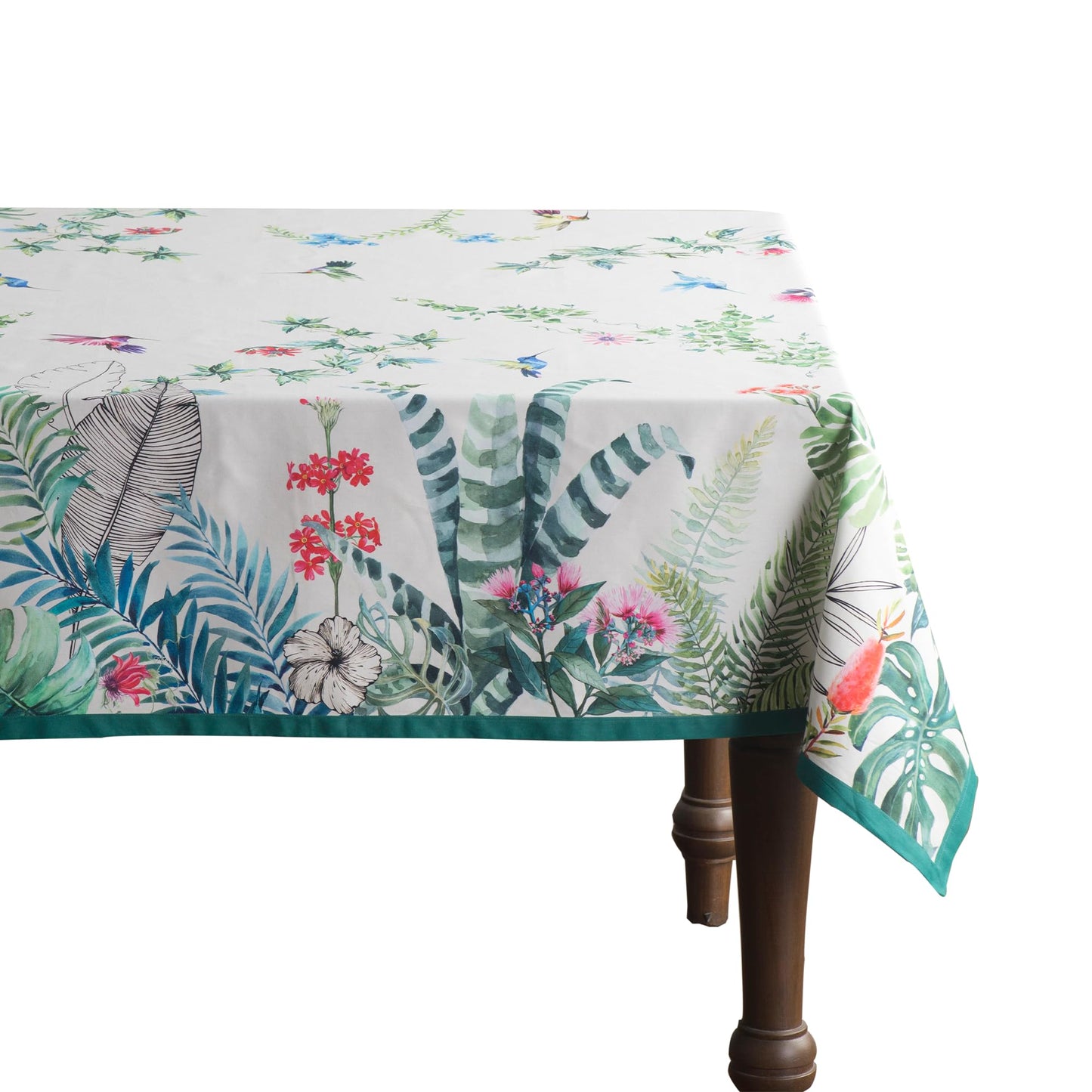 Maison d' Hermine Table Cloth Square Table 100% Cotton 60 x 60 Inches Tablecloth Reusable Decorative for Dining Kitchen Room Farmhouse Home Gifts for Mothers Day Spring Summer - Tropiques