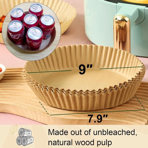 Gourmia Air Fryer Disposable Paper Liners - 200 Pcs, 9 Inch Round Parchment for 4/5/6 Qt Air Fryers