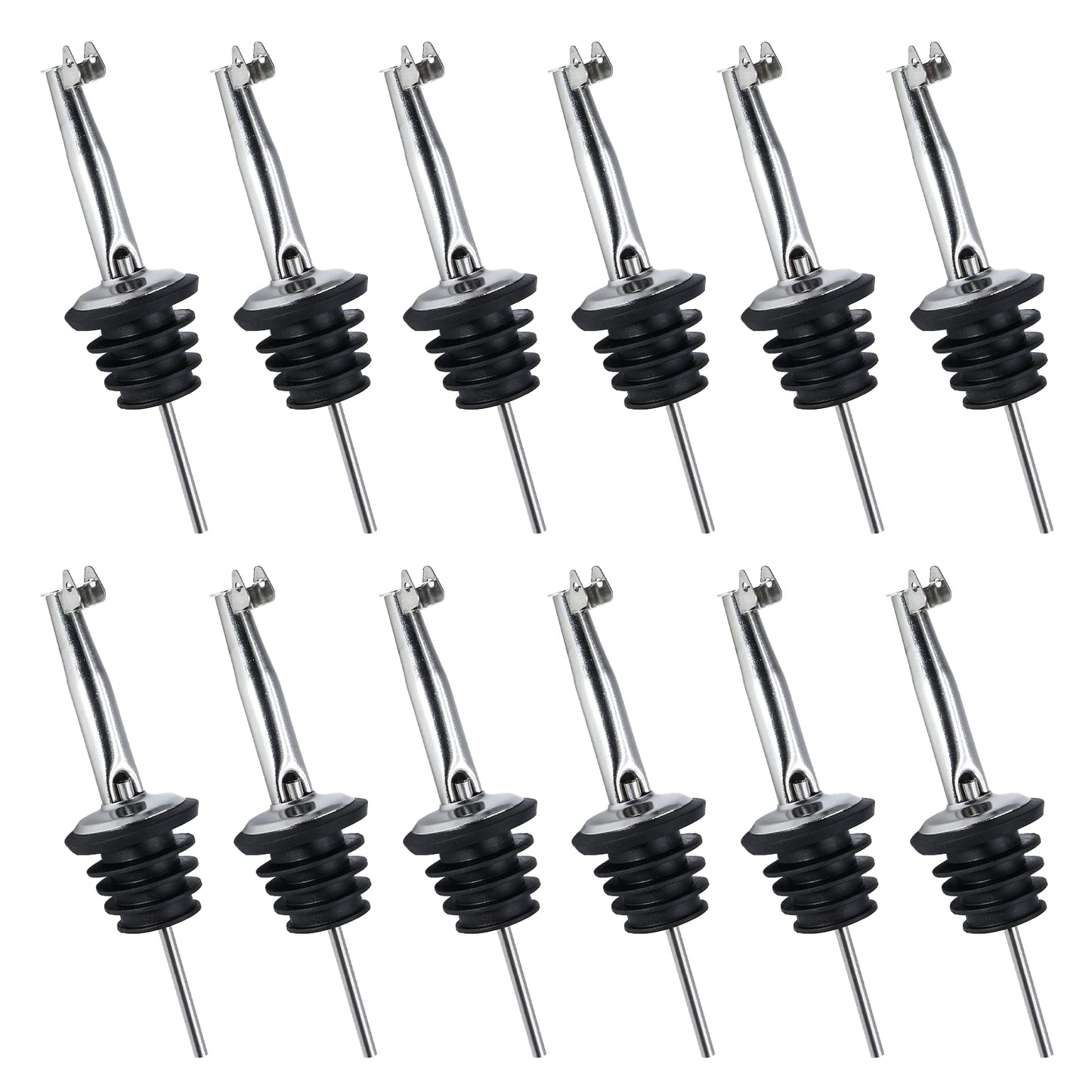 Unlorspy 12PCS Stainless Steel Bottle Pourers, Liquor Pour Spouts Set with Flip Top for About 3/4" Bottle Mouth