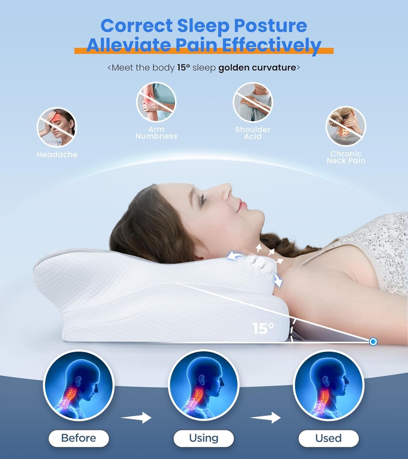 Ultra Cooling Pillow by Ultra Pain Relief - Adjustable Ergonomic Neck Support Memory Foam | Odorless Contour Design