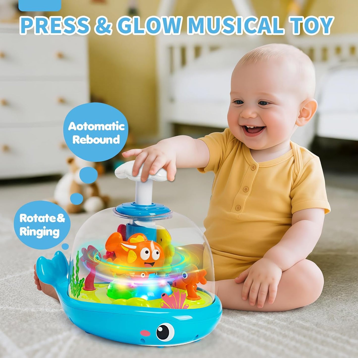 Skiennix Musical Aquarium Baby Toys - Early Learning Educational Toy for 6-12 Months | Engaging Sound & Light Features