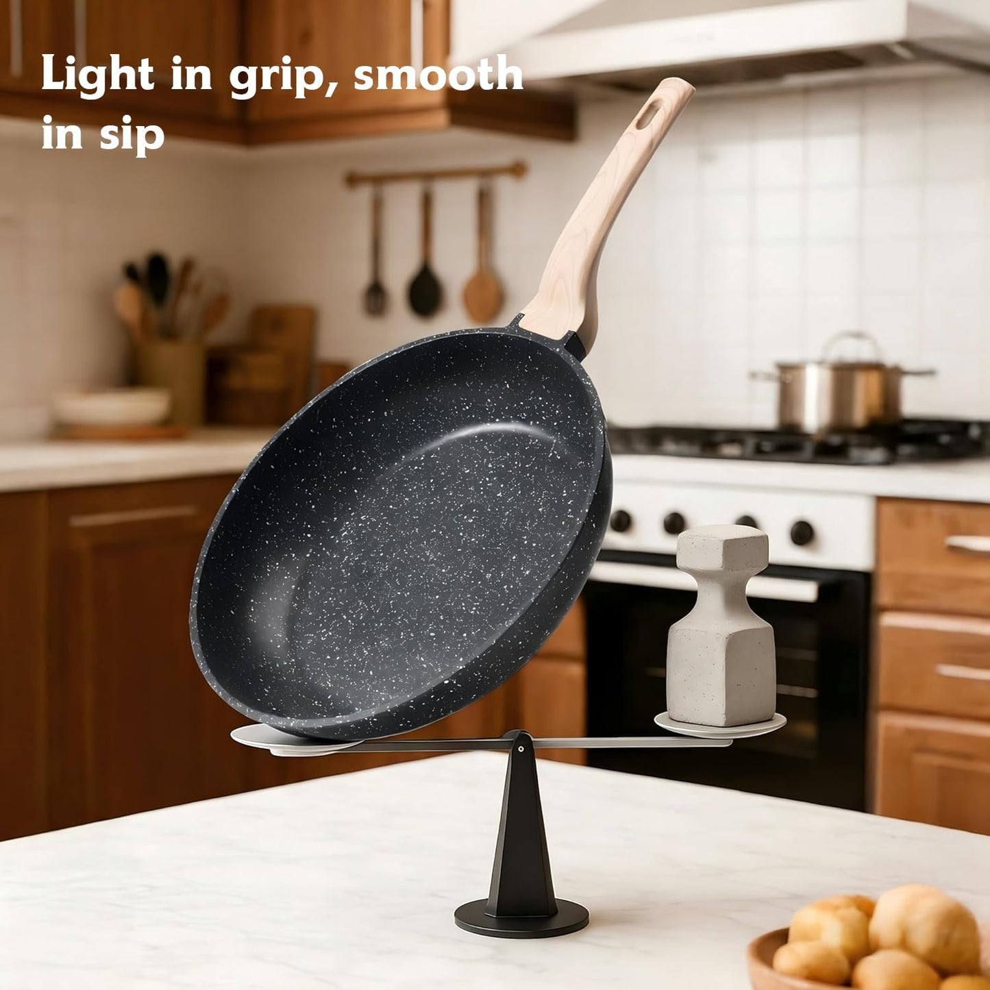 Roomena Nonstick Frying Pan - 8 Inch Granite Skillet with Heat-Resistant Handle | PFOA Free & Induction Compatible