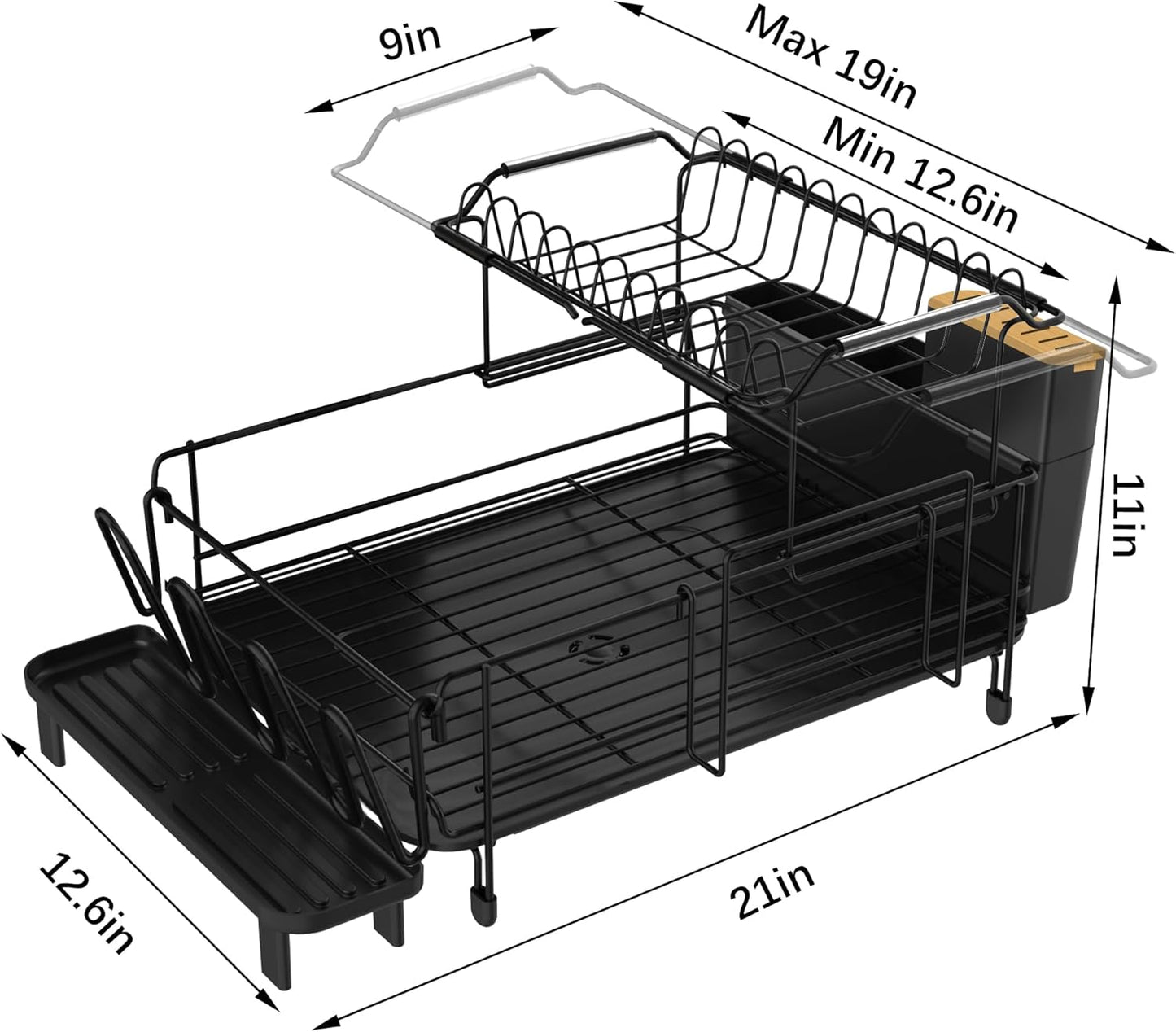 Runnatal Stainless Steel Dish Drying Rack - 2-Tier Large Capacity with Detachable Drainboard | Anti-Rust Design