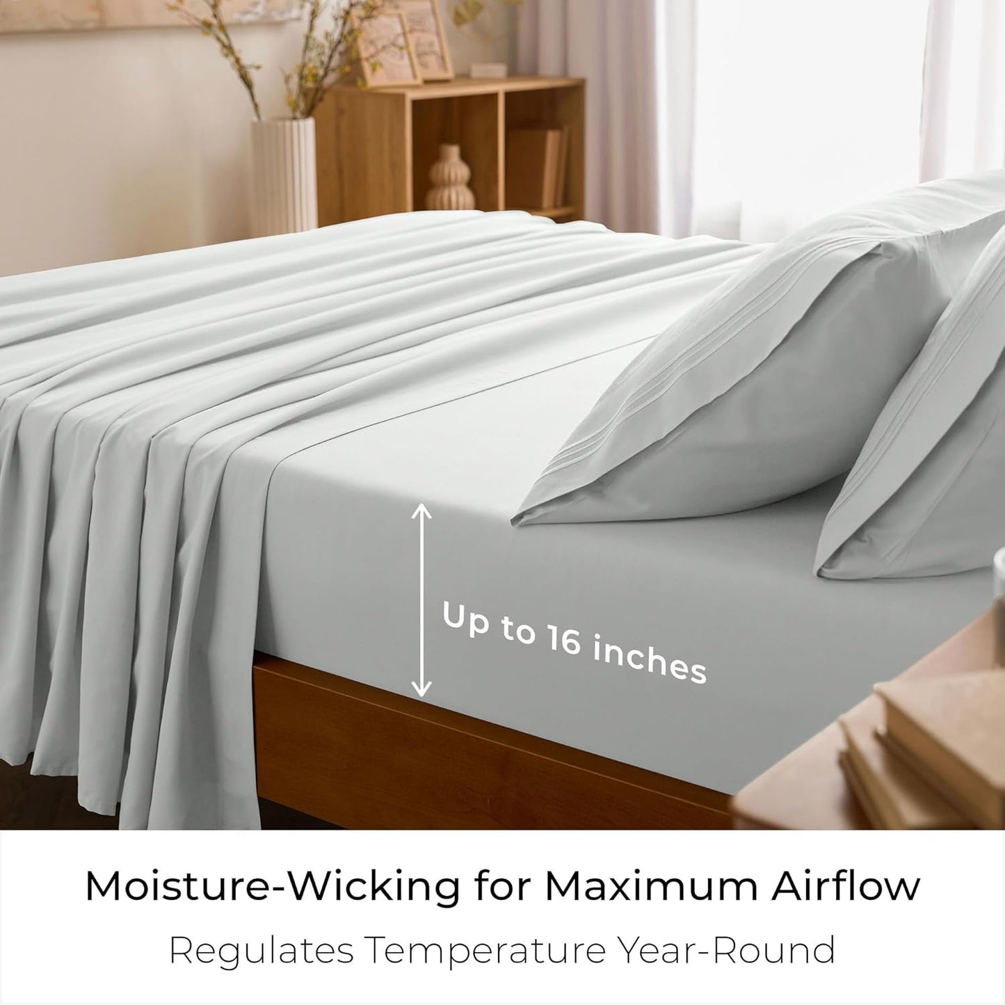Mellanni California King Sheets Set - 4 PC Luxury Bedding | Extra Soft, Cooling, Wrinkle-Resistant (Ivory)