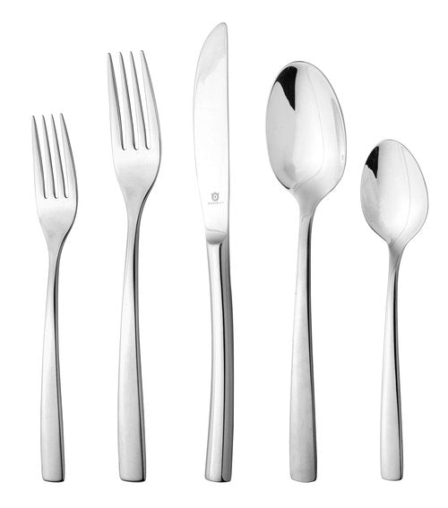 DANIALLI 30-Piece Flatware Set For 6, Modern Sleek Design Silverware Set, 18 10 Stainless Steel Utensils, Include Knife/Fork/Spoon, Mirror Polished Set of Cutlery, Dishwasher Safe