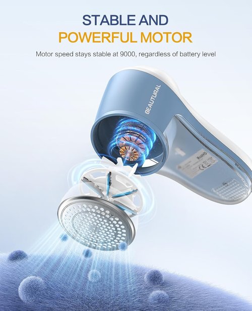 Beautural Fabric Shaver - Rechargeable Electric Lint Remover with 6-Leaf Blades for Clothes & Furniture