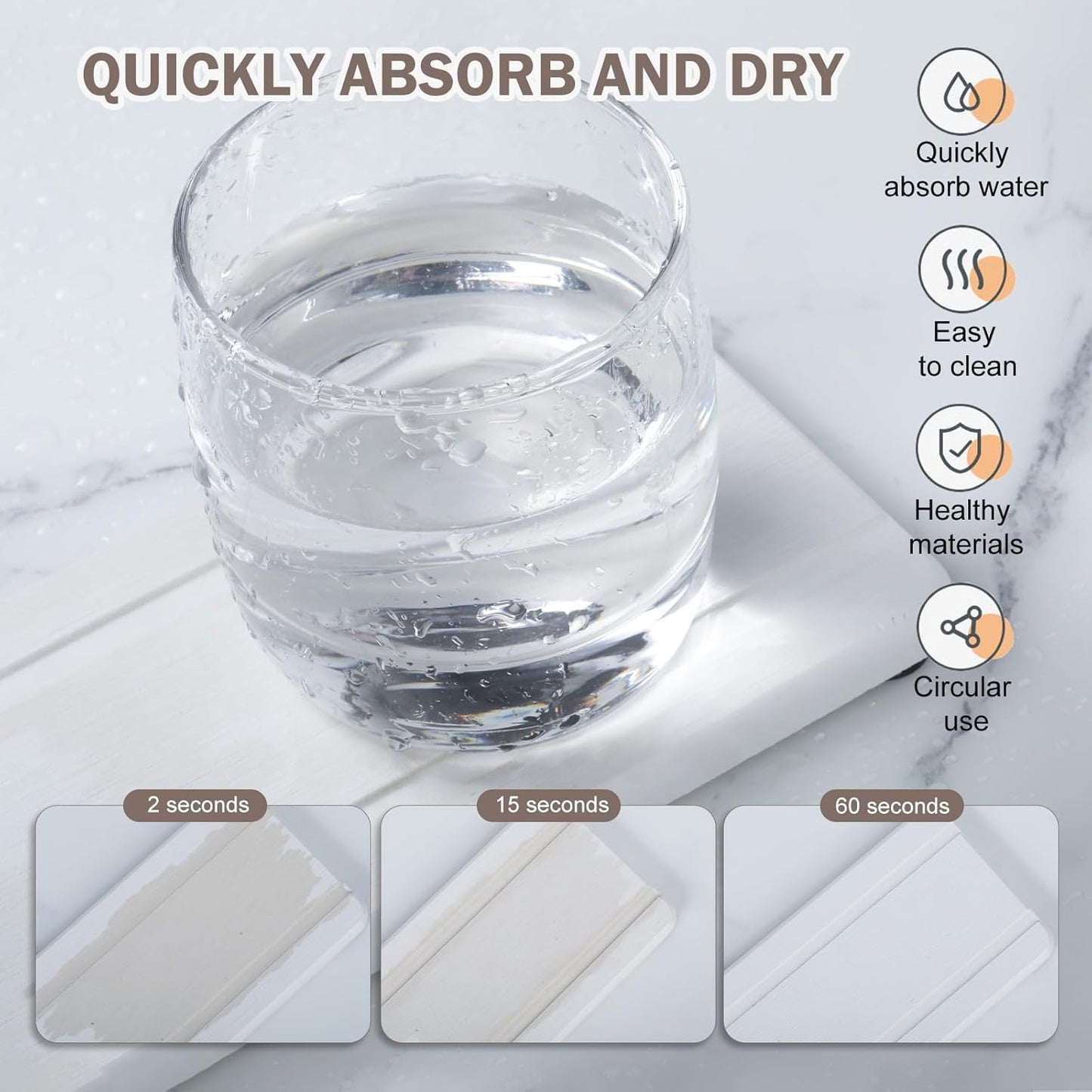 Skiennix 4PCS Stone Drying Trays - Water Absorbing Diatomaceous Earth Soap Dish Set for Kitchen & Bathroom