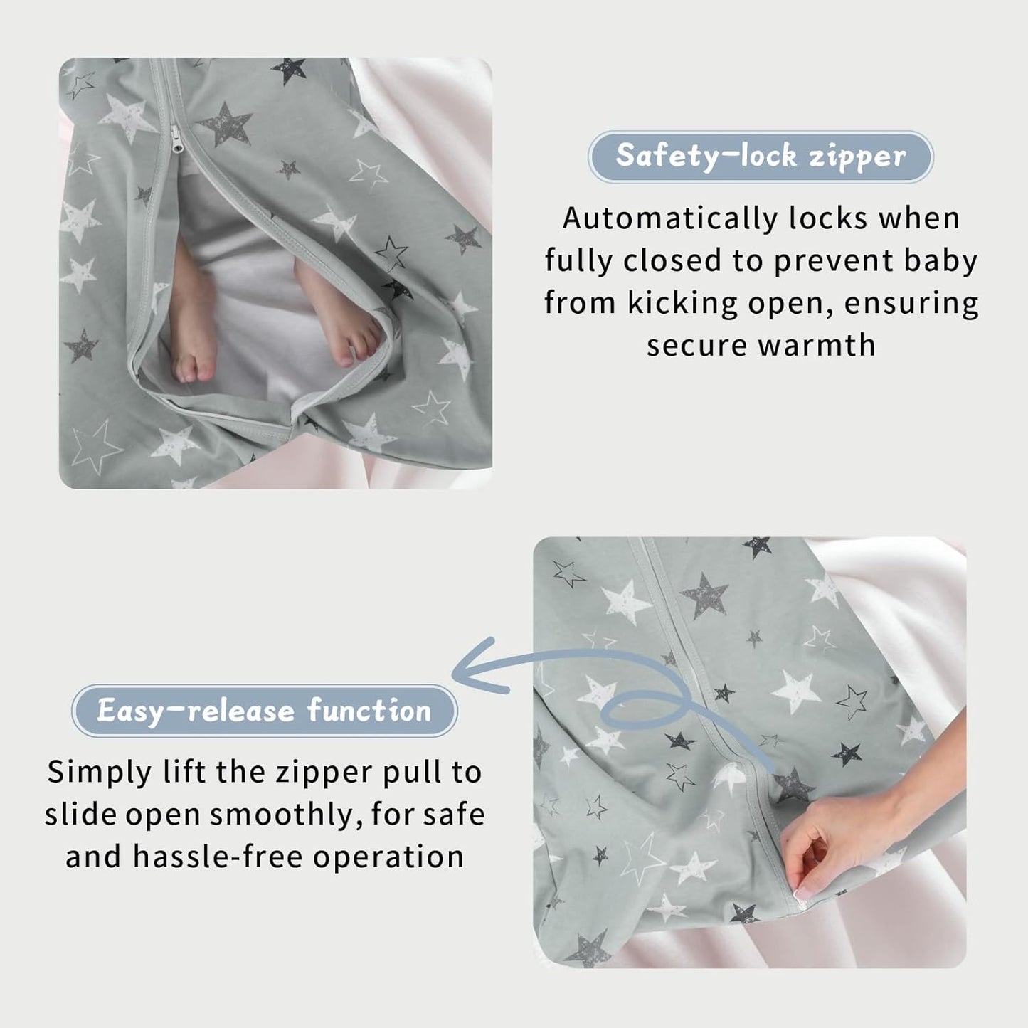 Skiennix Baby Sleep Sack - 100% Cotton Wearable Blanket | 0.5 TOG, 2-Way Zipper, 3-Pack for 12-18 Months