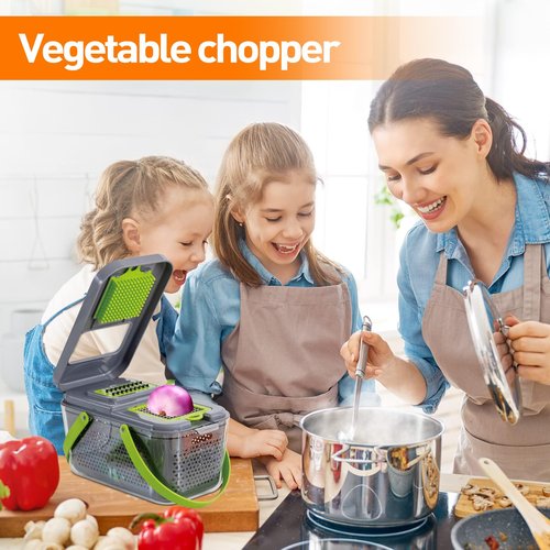 APSARAS USA Pro 18 in1 Vegetable Chopper, Food Chopper with Container, Veggie Slicer & Cutter for Onion Salad,Kitchen Gadgets Accessories,Home Essential Gadget&Kitchen,1.8L