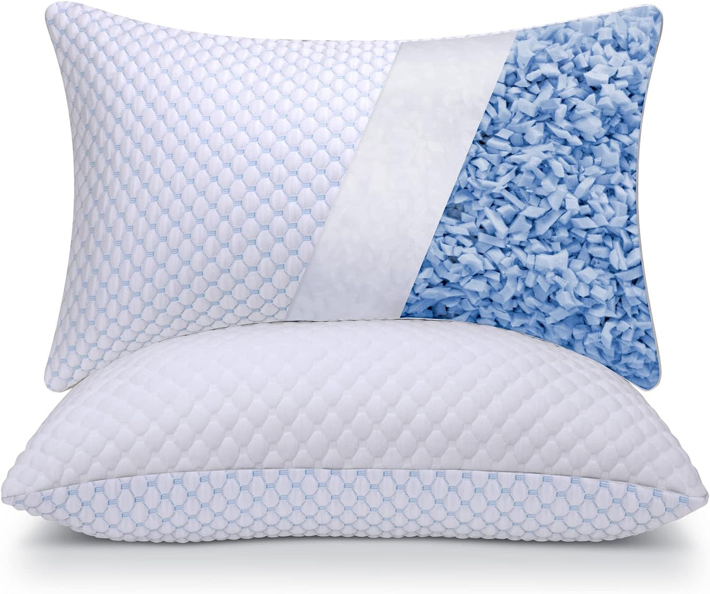 OSBED Cooling Memory Foam Pillows - Adjustable Queen Size Set of 2 | Temperature-Regulating & Hypoallergenic