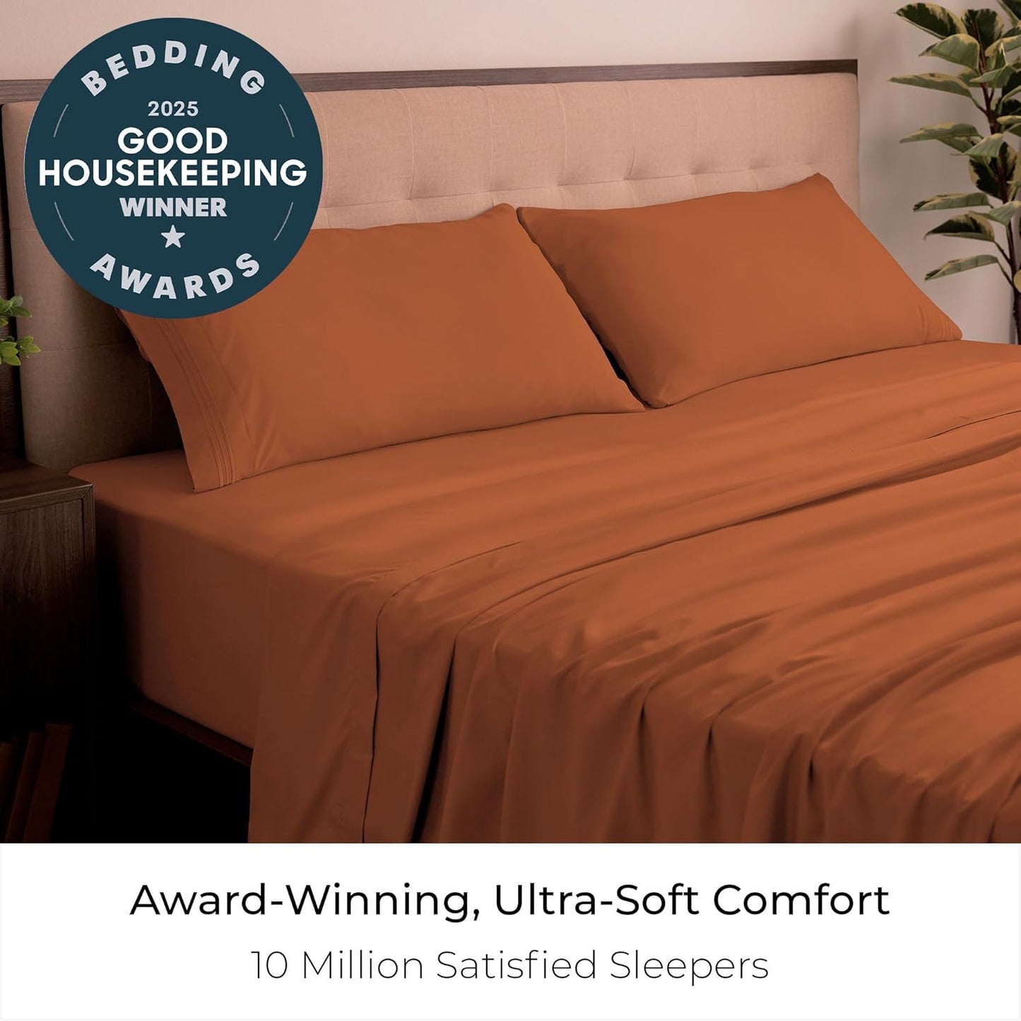 Mellanni King Sheets Set - 4 PC Hotel Luxury Bedding | Extra Soft, Cooling, Wrinkle & Fade Resistant (Terracotta)