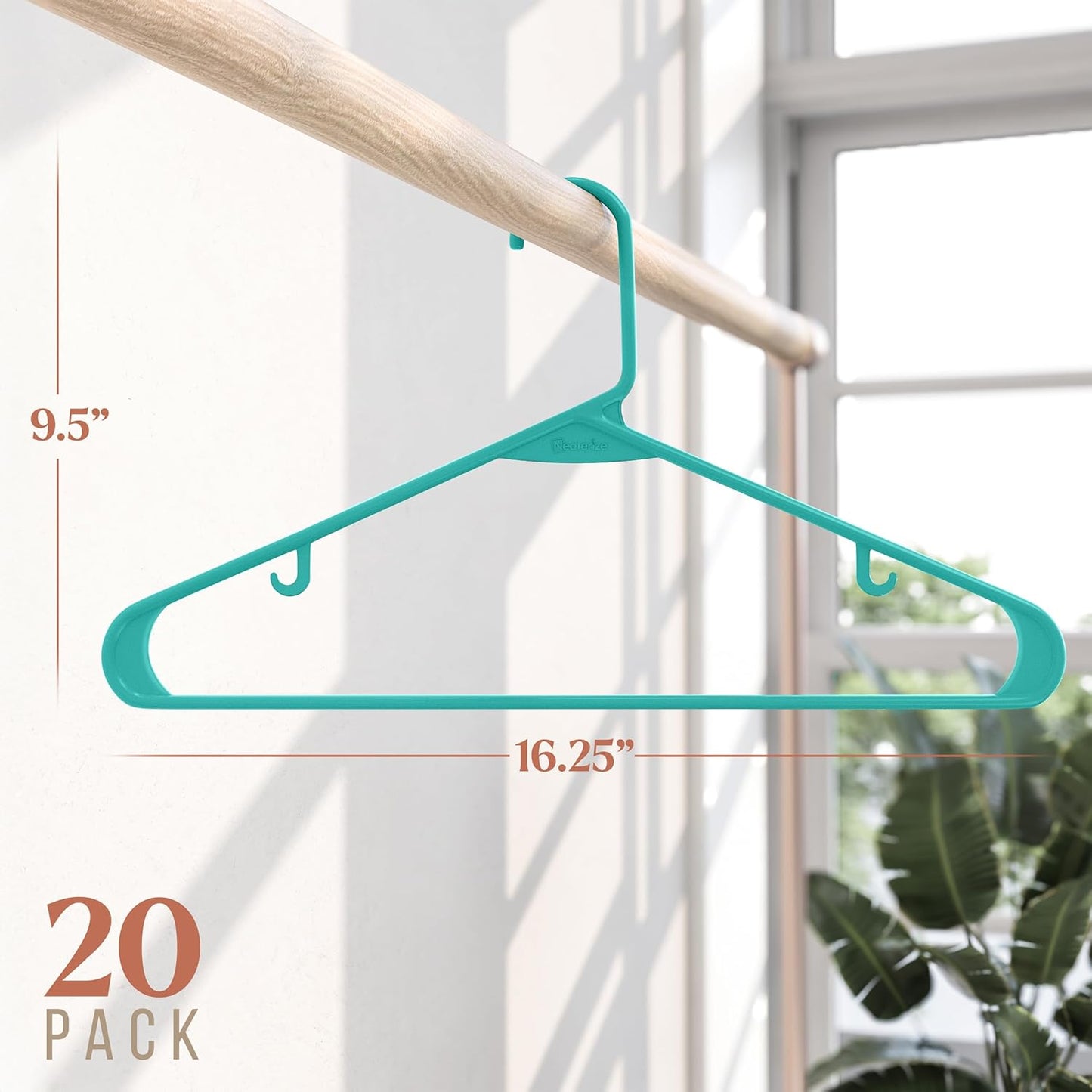 Skiennix Plastic Hangers 20 Pack - Space-Saving Clothes Hangers in Aqua for Closet Organization
