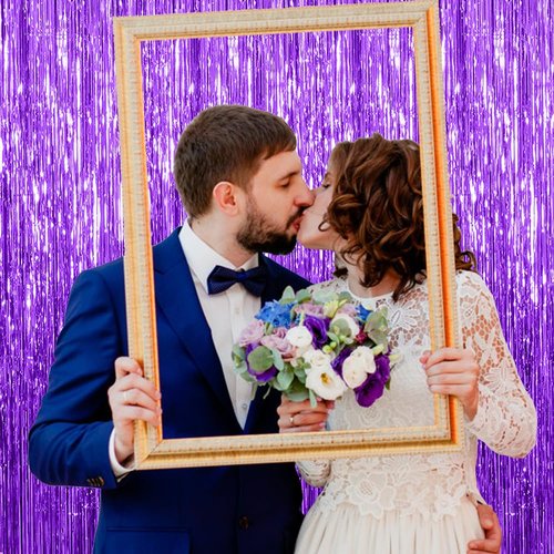 20 Pack Purple Backdrop Tinsel Streamers Foil Fringe Backdrop Halloween Party Decorations Purple Backdrop Curtain Birthday Graduation Bachelorette Christmas New Year Party Decorations