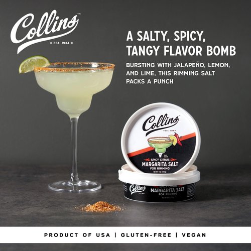 Collins Spicy Citrus Rimming Salt, Perfect Spicy Salt Rimmer for Jalapeno Margaritas, Bloody Marys, and Rimmed Drinks, Drink Garnish for Cocktails, Cocktail Mixers for Home Bars, 4 oz, Set of 1