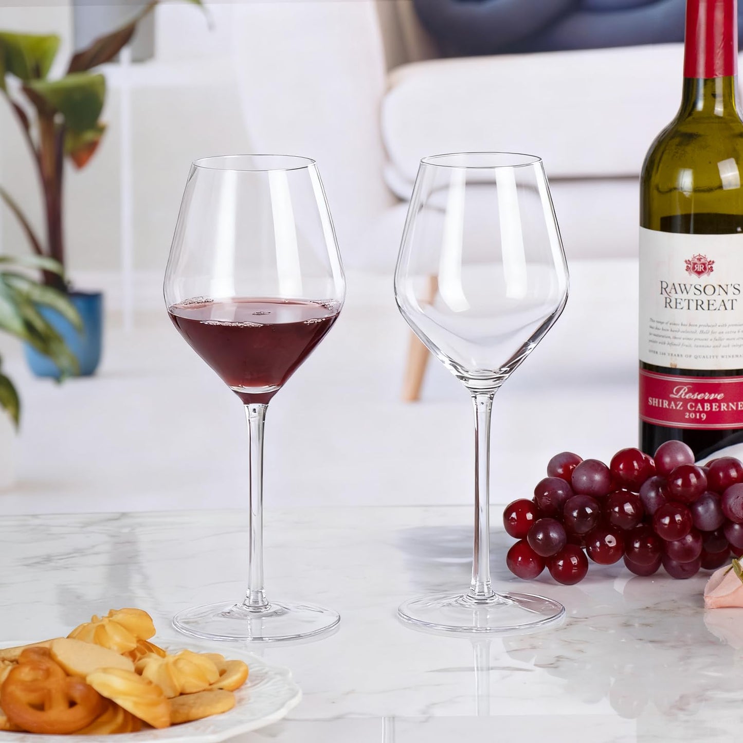 Wine Glasses Crystal Red and White Wine Glasses Set of 2, 16oz Hand Blown Bordeaux Wine Glass with Long Stem, Thin Rim Large Glassware for Wine Tasting, Birthday Gift, Party, Anniversary（XH002）