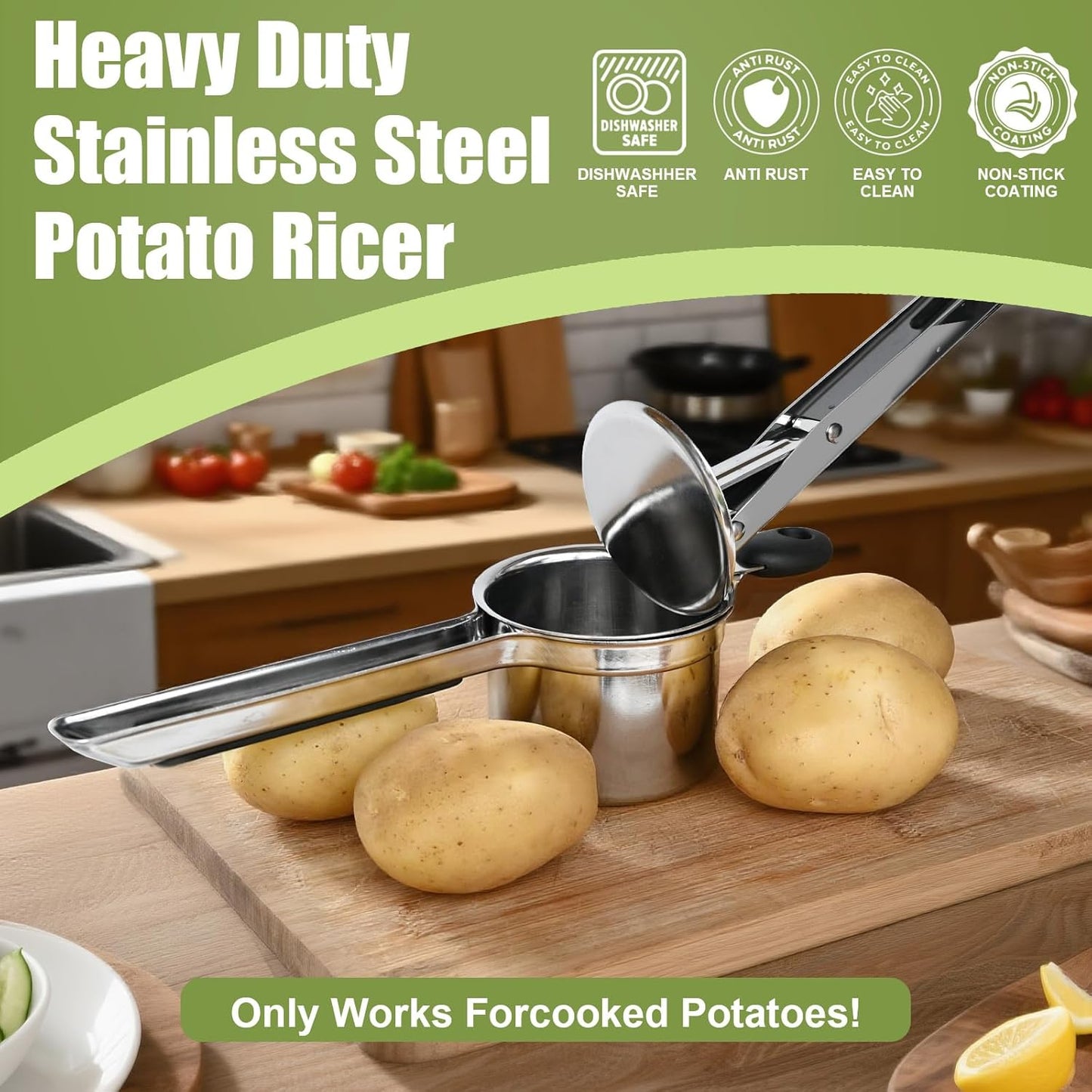 Ricer | Skiennix 15 oz Stainless Steel Potato Ricer - Easy to Clean, Dishwasher Safe for Mashed Potatoes & Baby Food