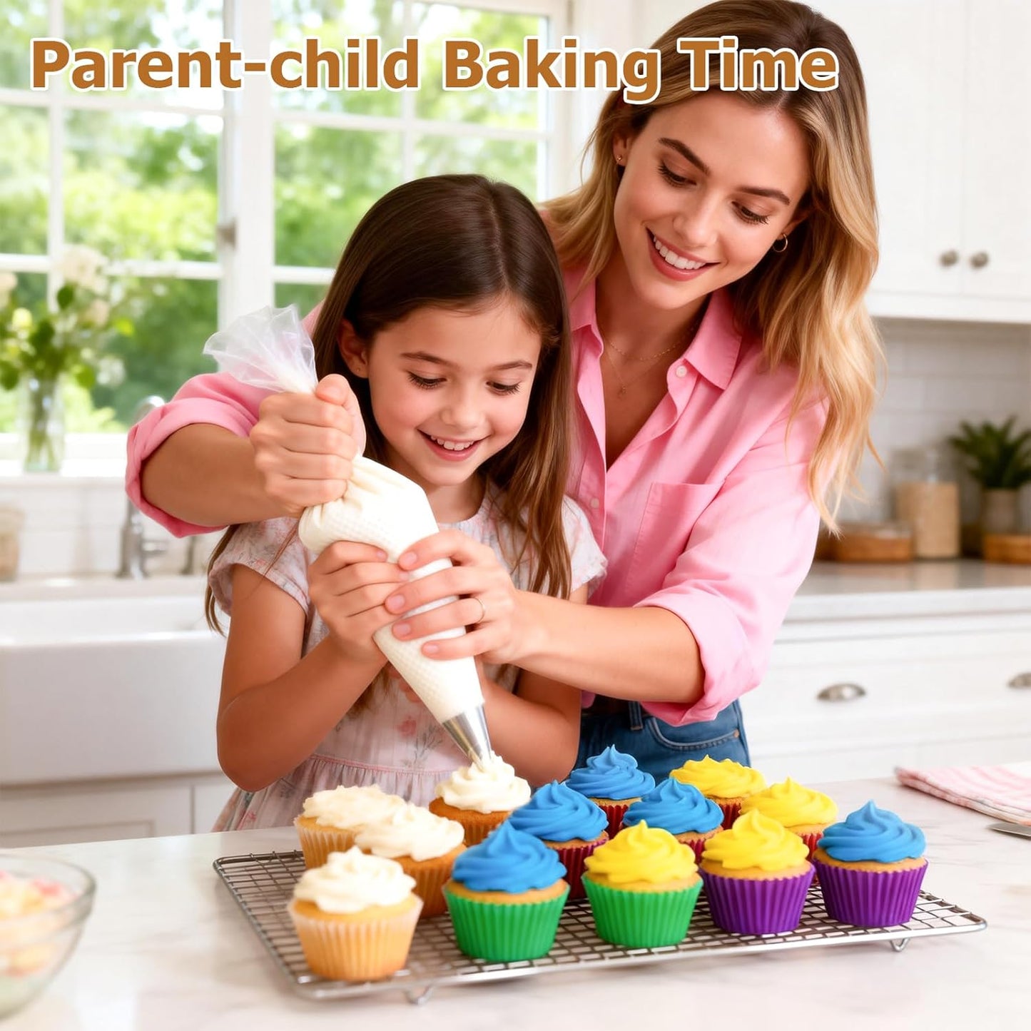 Tamodan 14 Inch Tipless Piping Bags - 100PCS Disposable Non-Slip Icing & Frosting Bags for Cakes, Cupcakes, Cookies