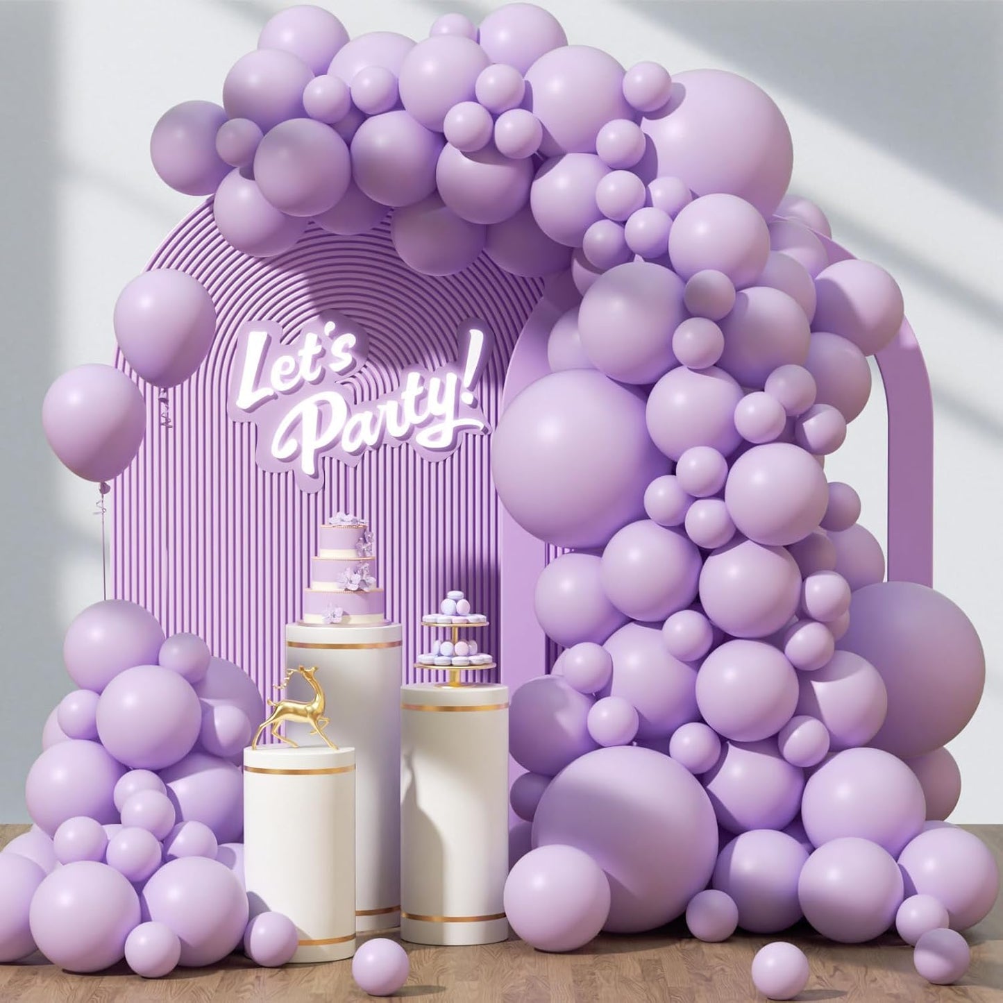 Skiennix Pastel Purple Balloons - 120pcs in 5-18 Inch Sizes for Baby Showers, Weddings & Parties