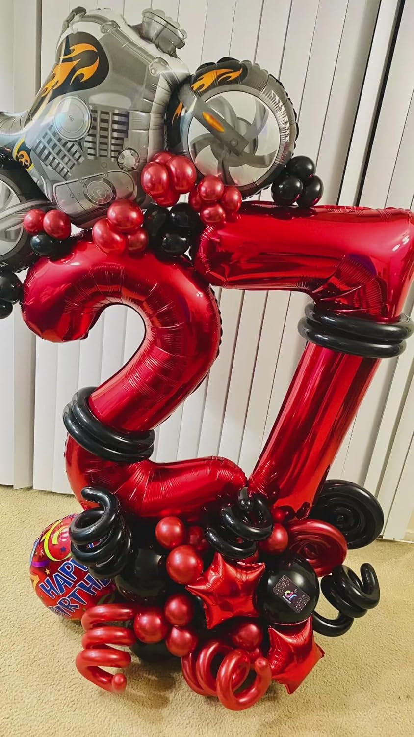 Red 7 Balloon - 40 Inch Number Balloon for Stunning 7th Birthday Party Decorations