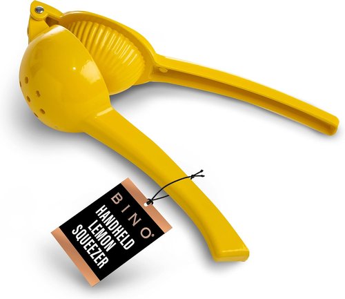 BINO Aluminum Alloy Lemon Juicer - Manual Citrus Squeezer Press for Fresh Juice | Yellow Hand Press Tool