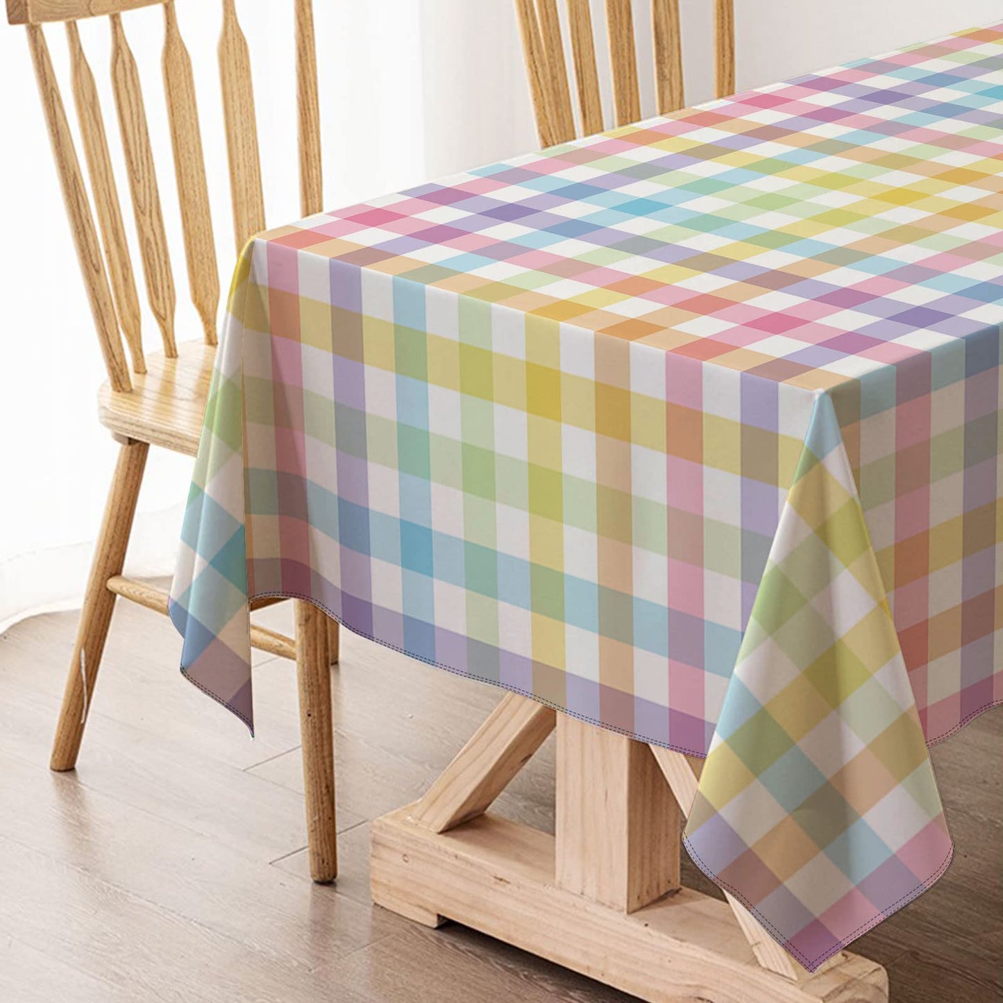 Hafangry Easter Buffalo Check Plaid Tablecloth Gingham Spring Party Decoration Rustic Kitchen Dining Room Table Cover (60" x 84")
