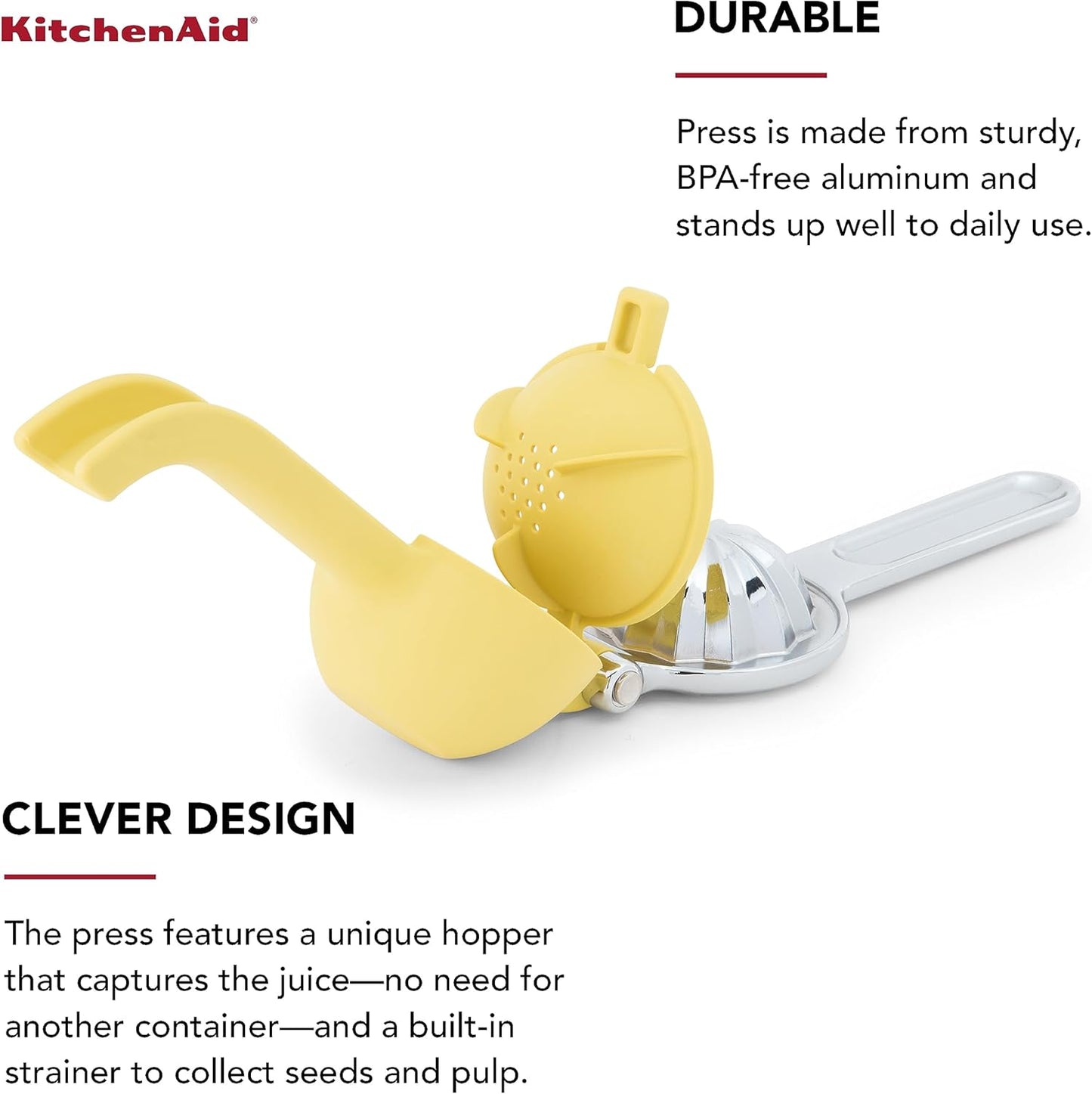 KitchenAid Citrus Juice Press - Efficient Squeezer for Lemons & Limes with Seed Catcher | 8-Inch Size