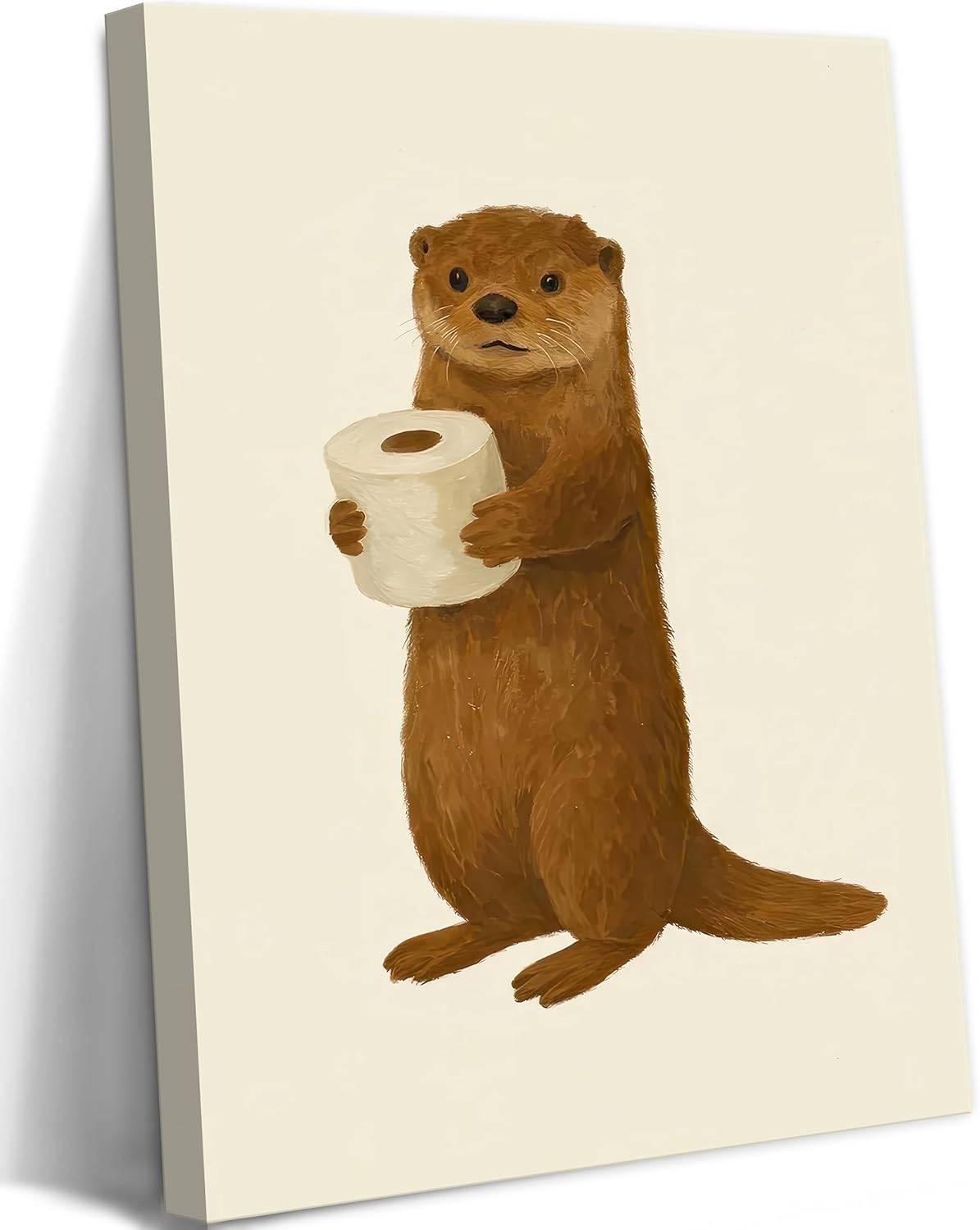 Lulsaxi Funny Otter Toilet Paper Canvas Wall Art - Cute Bathroom Decor Poster Print | Modern Humor