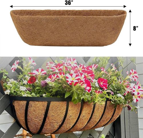 Coco Fiber Liners by [Brand Name] - Pre-Formed Replacement for Planters & Window Boxes | 36in, 2-Pack