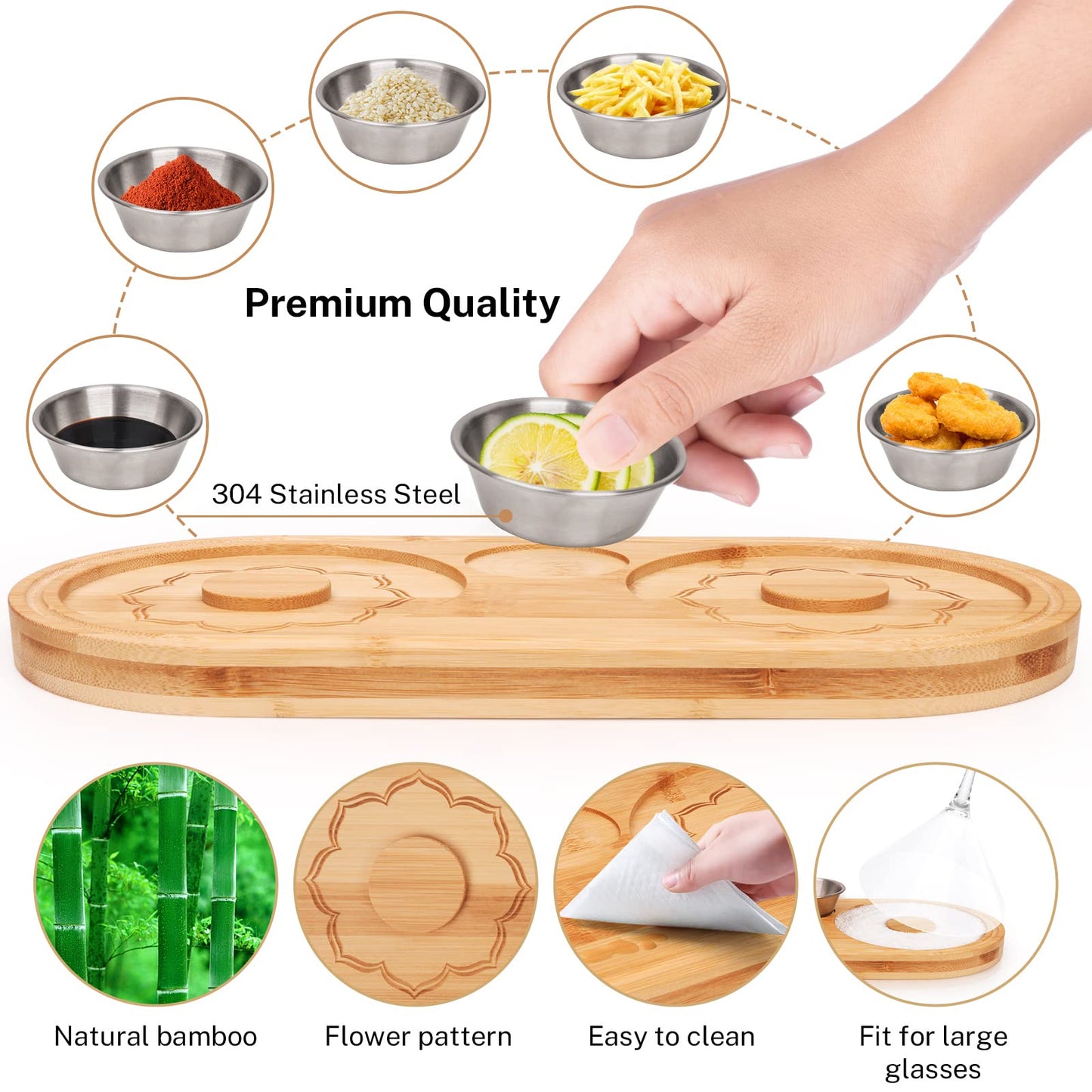 Margarita Salt Rimmer Set Salt Sugar Glass Rimmer for Cocktails Wood Salt Rimmer for Wide Glasses up to 6 Inches, Bartender Tool with Stainless Steel Spice Container for Lime/Spice Seasoning