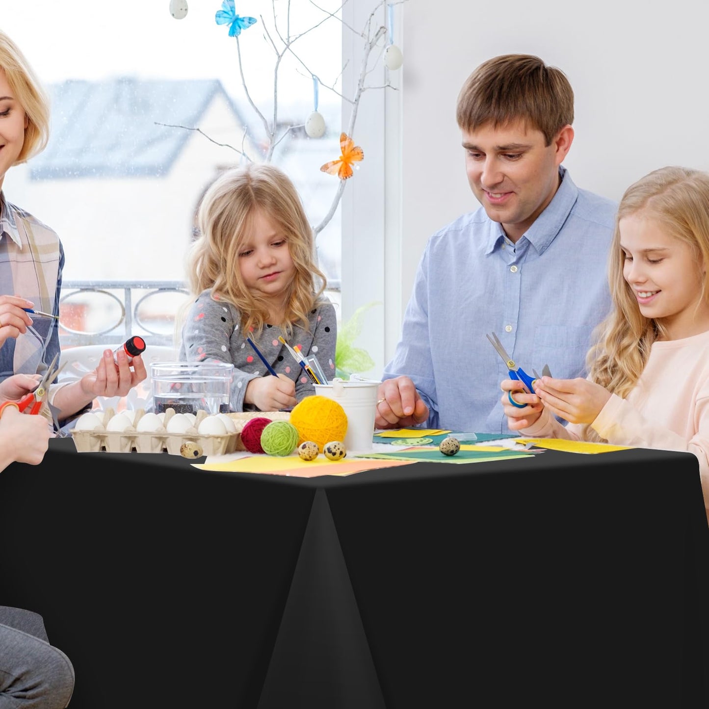 YIDAKO 12Pcs Black Rectangle Tablecloth,Disposable Plastic Table Cloth,Waterproof Black Table Cover for Graduation Birthdays Weddings Anniversary Party Decorations,54 x 108 Inch