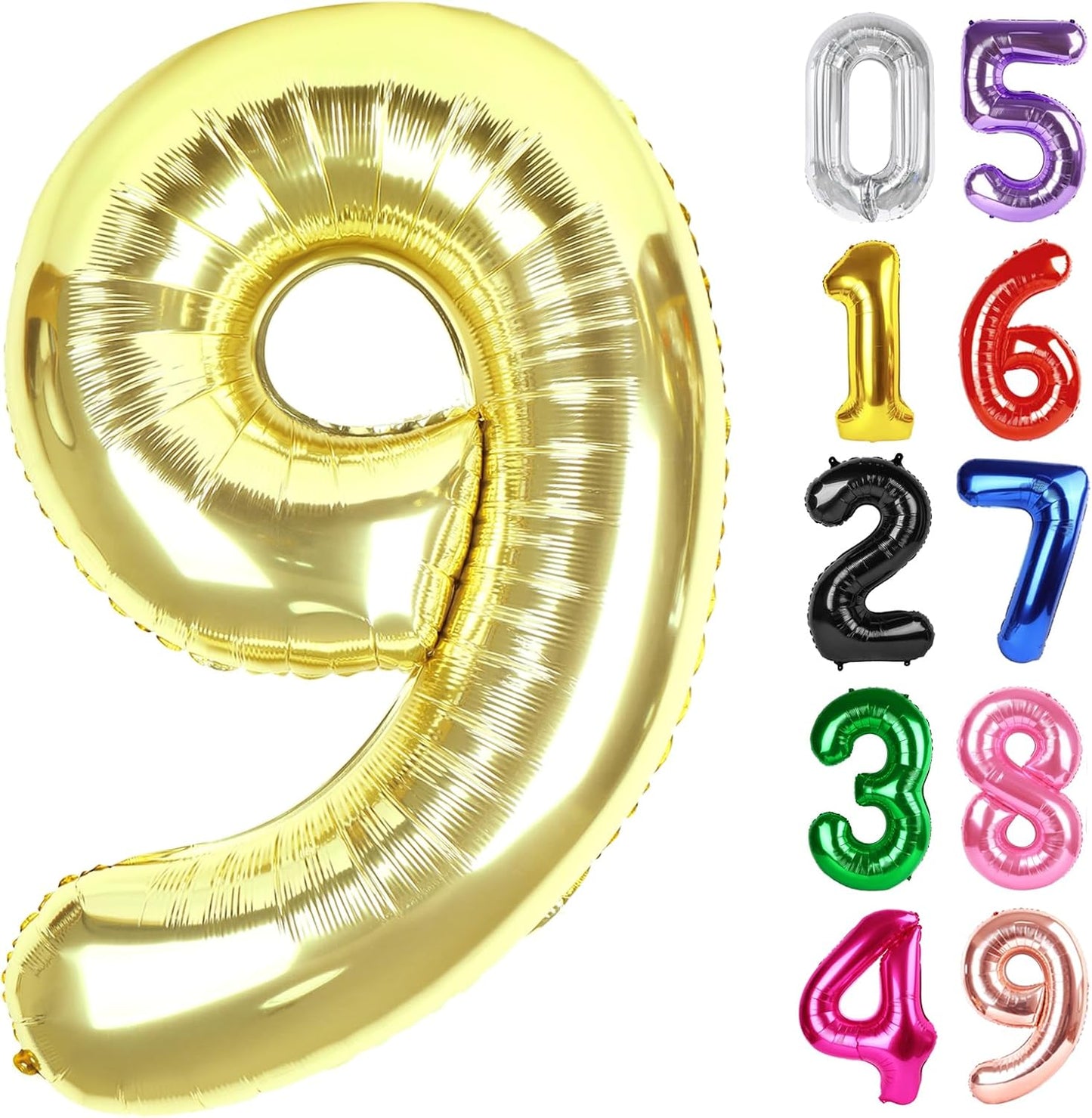 Light Gold Number 9 Balloon - 40 Inch Giant Foil Balloon for 9th Birthday Party Decorations